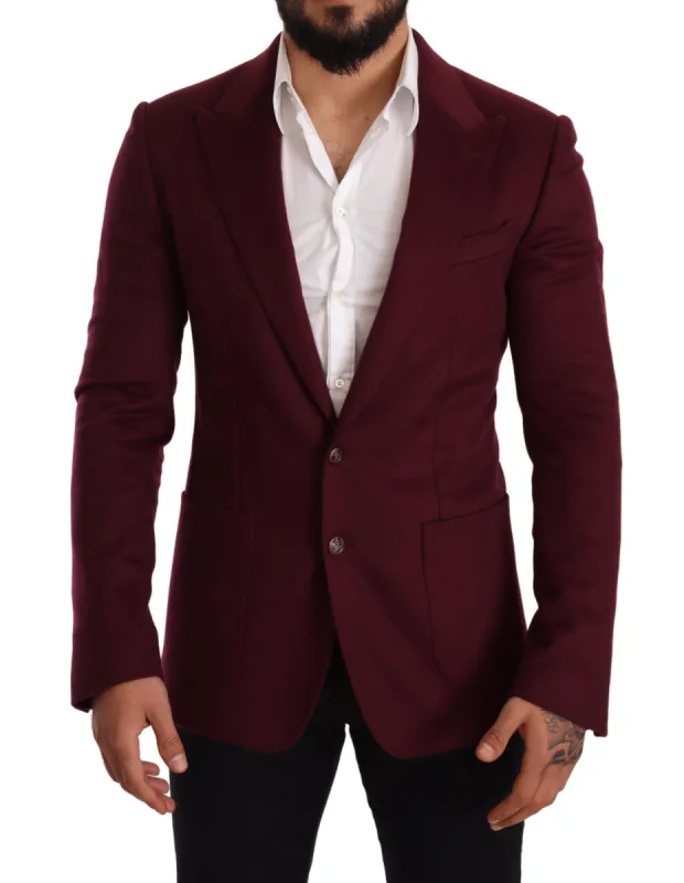 Elegant Maroon Bordeaux Cashmere Blazer sold by Louxly