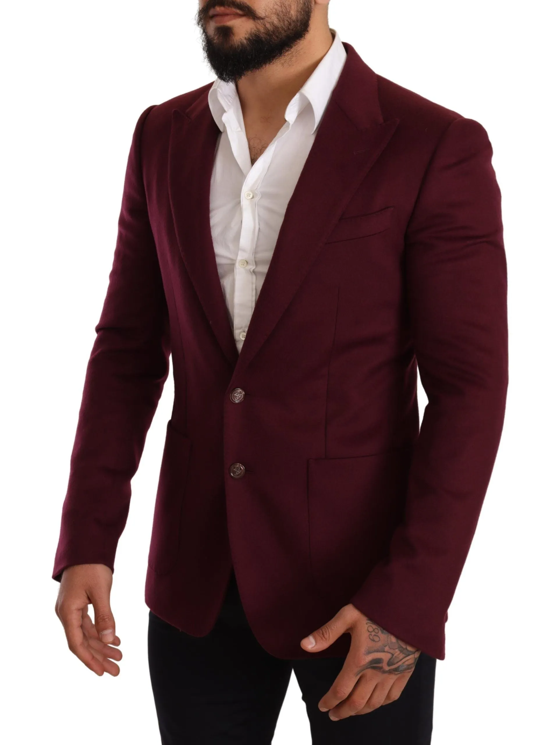 Elegant Maroon Bordeaux Cashmere Blazer sold by Louxly product image thumbnail 2