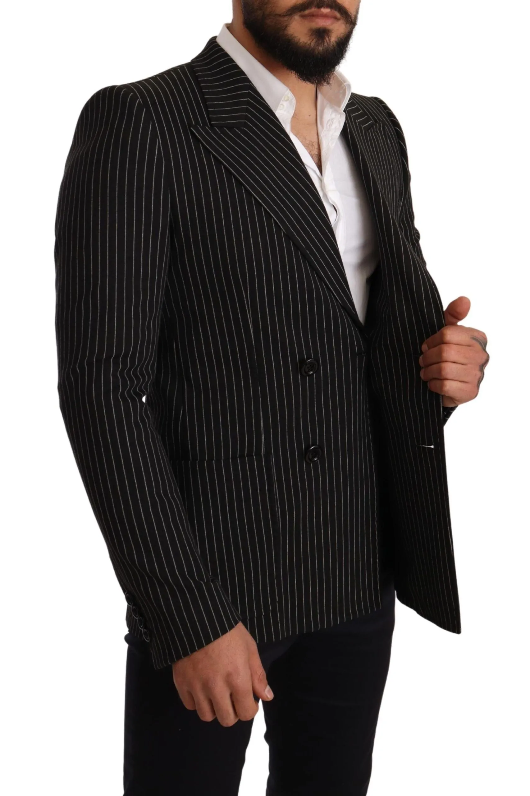 Elegant Striped Wool Blazer with Silk Lining sold by Louxly product image thumbnail 5