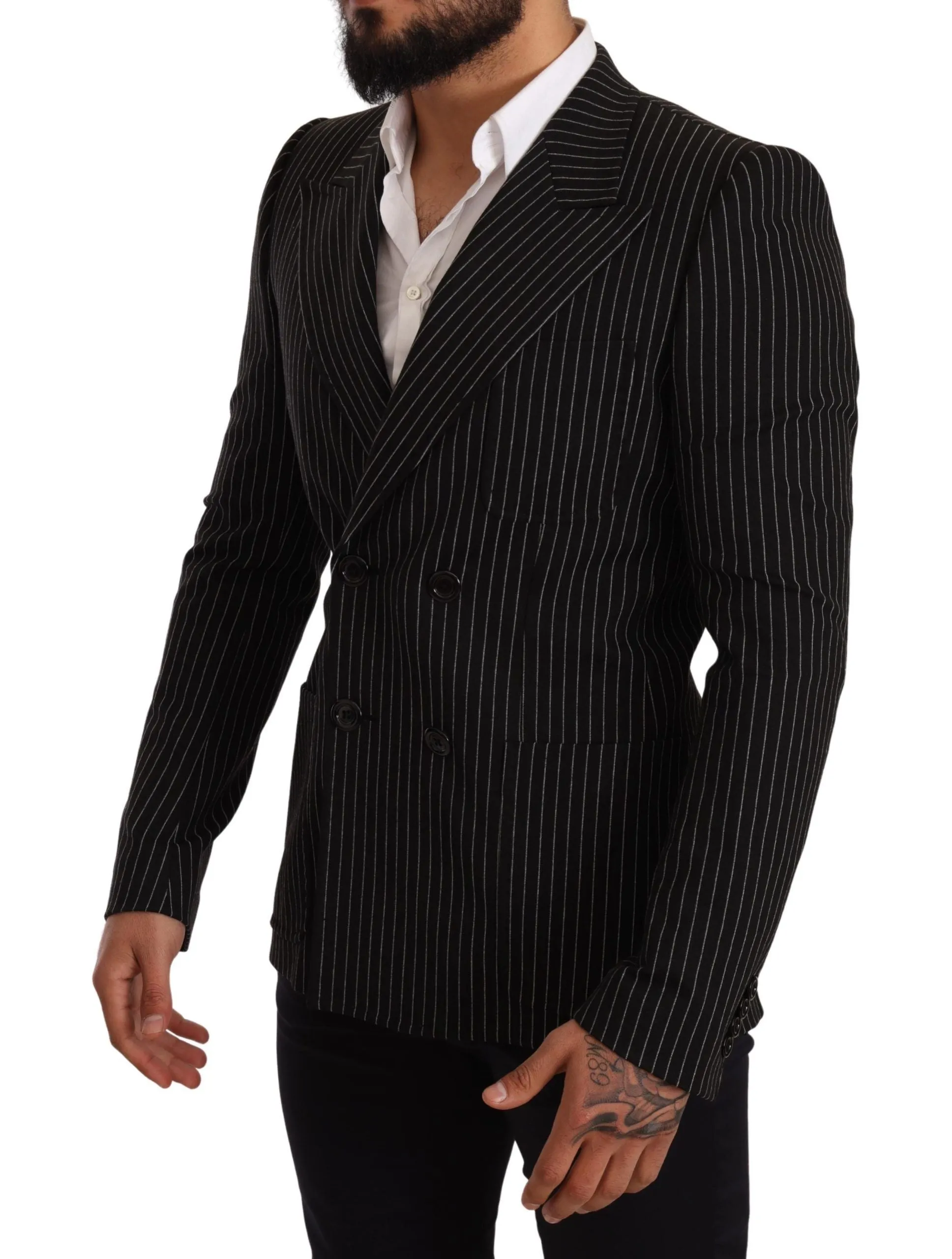 Elegant Striped Wool Blazer with Silk Lining sold by Louxly product image thumbnail 2
