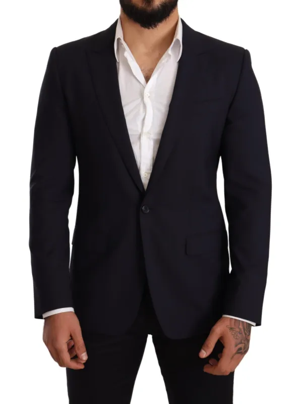 Elegant Navy Martini Blazer by Renowned Tailors sold by Louxly