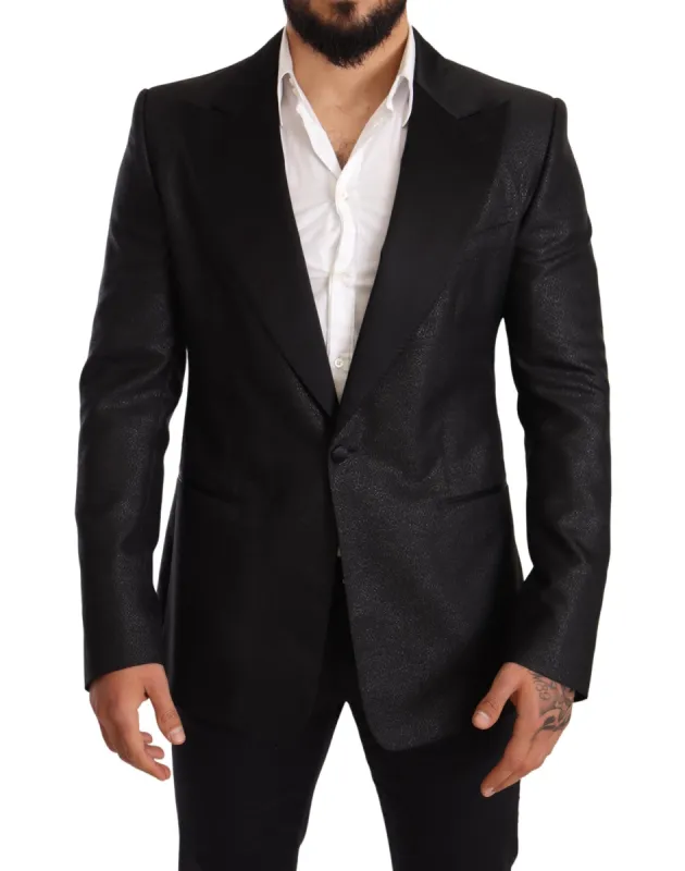 Elegant Black Metallic Slim Fit Blazer Jacket sold by Louxly