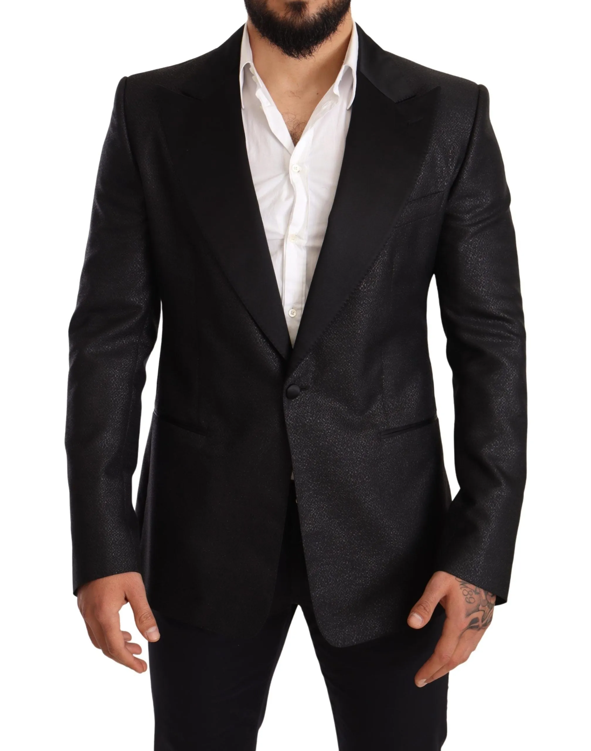Elegant Black Metallic Slim Fit Blazer Jacket sold by Louxly