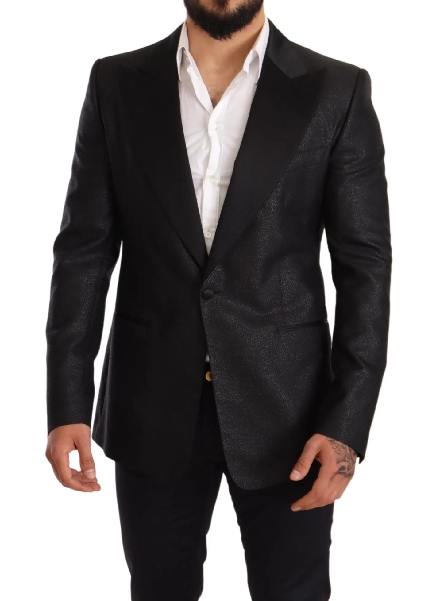 Elegant Black Metallic Slim Fit Blazer Jacket sold by Louxly product image thumbnail 5