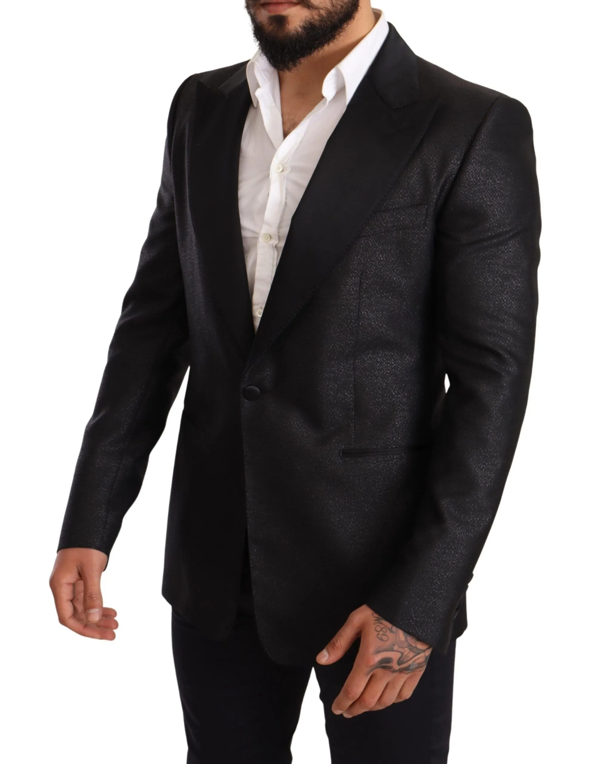 Elegant Black Metallic Slim Fit Blazer Jacket sold by Louxly product image thumbnail 2