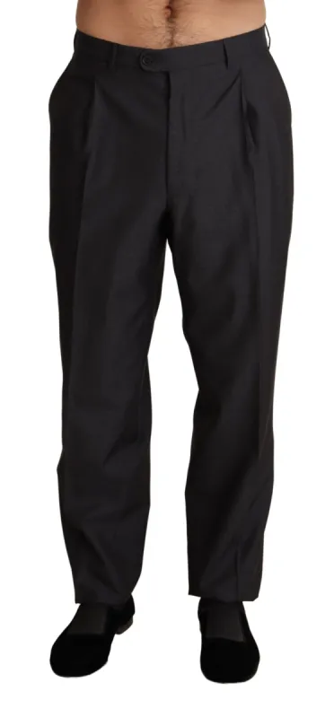 Elegant Gray Skinny Dress Trousers sold by Louxly