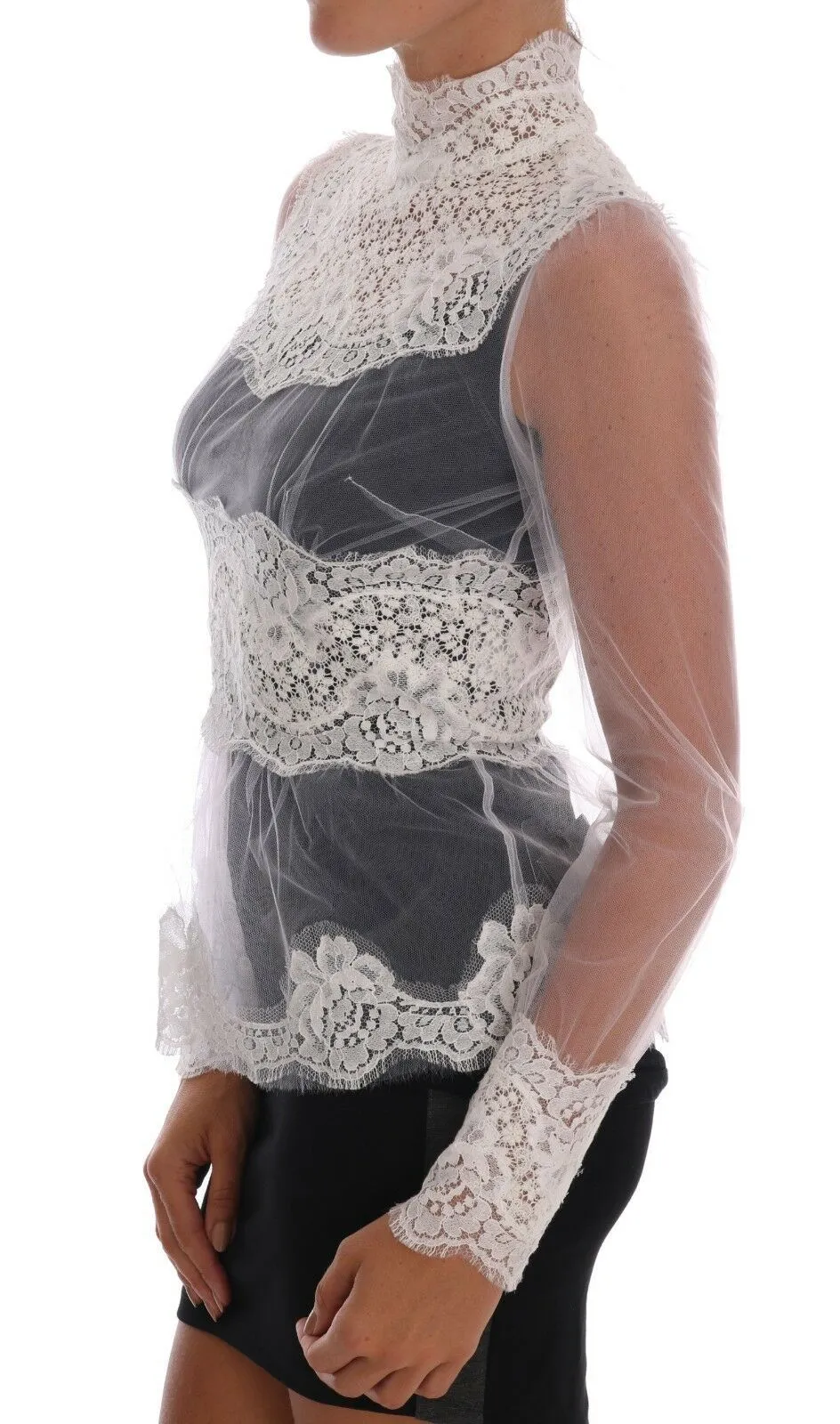 Elegant White Floral Lace Blouse Top sold by Louxly product image thumbnail 2