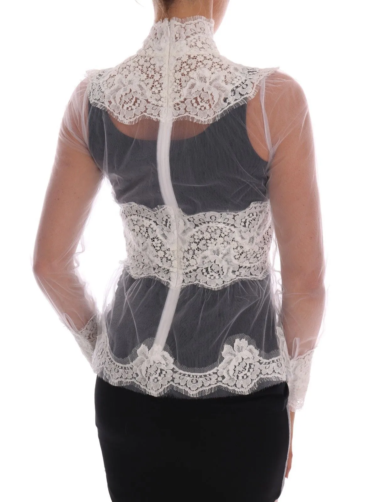 Elegant White Floral Lace Blouse Top sold by Louxly product image thumbnail 3