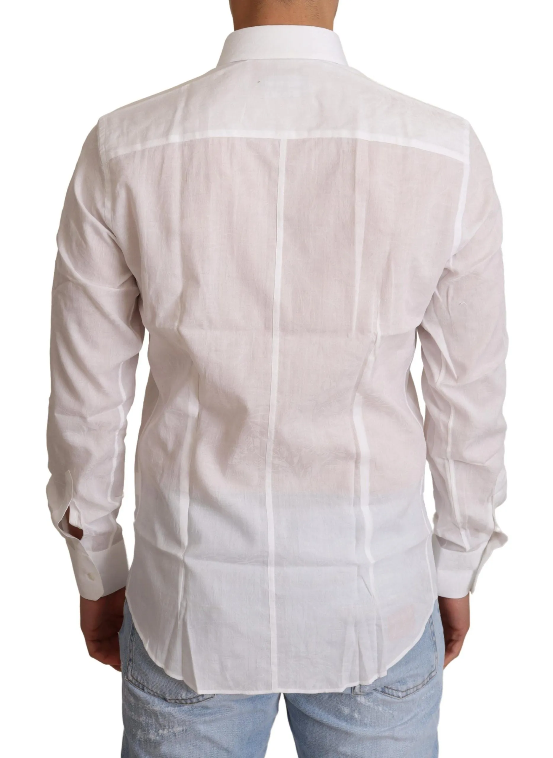 Elegant White Slim Fit Martini Dress Shirt sold by Louxly product image thumbnail 3