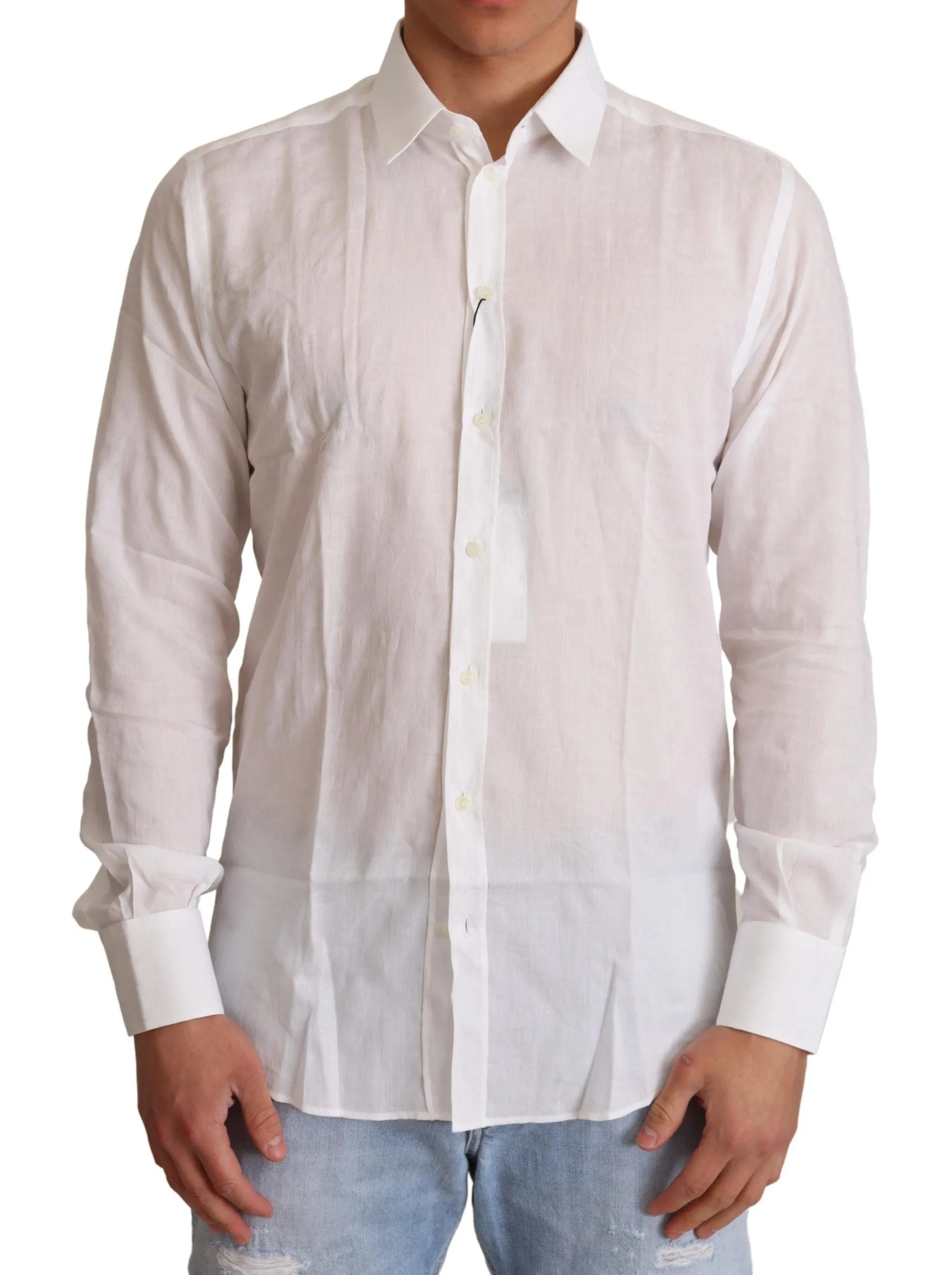 Elegant White Slim Fit Martini Dress Shirt sold by Louxly