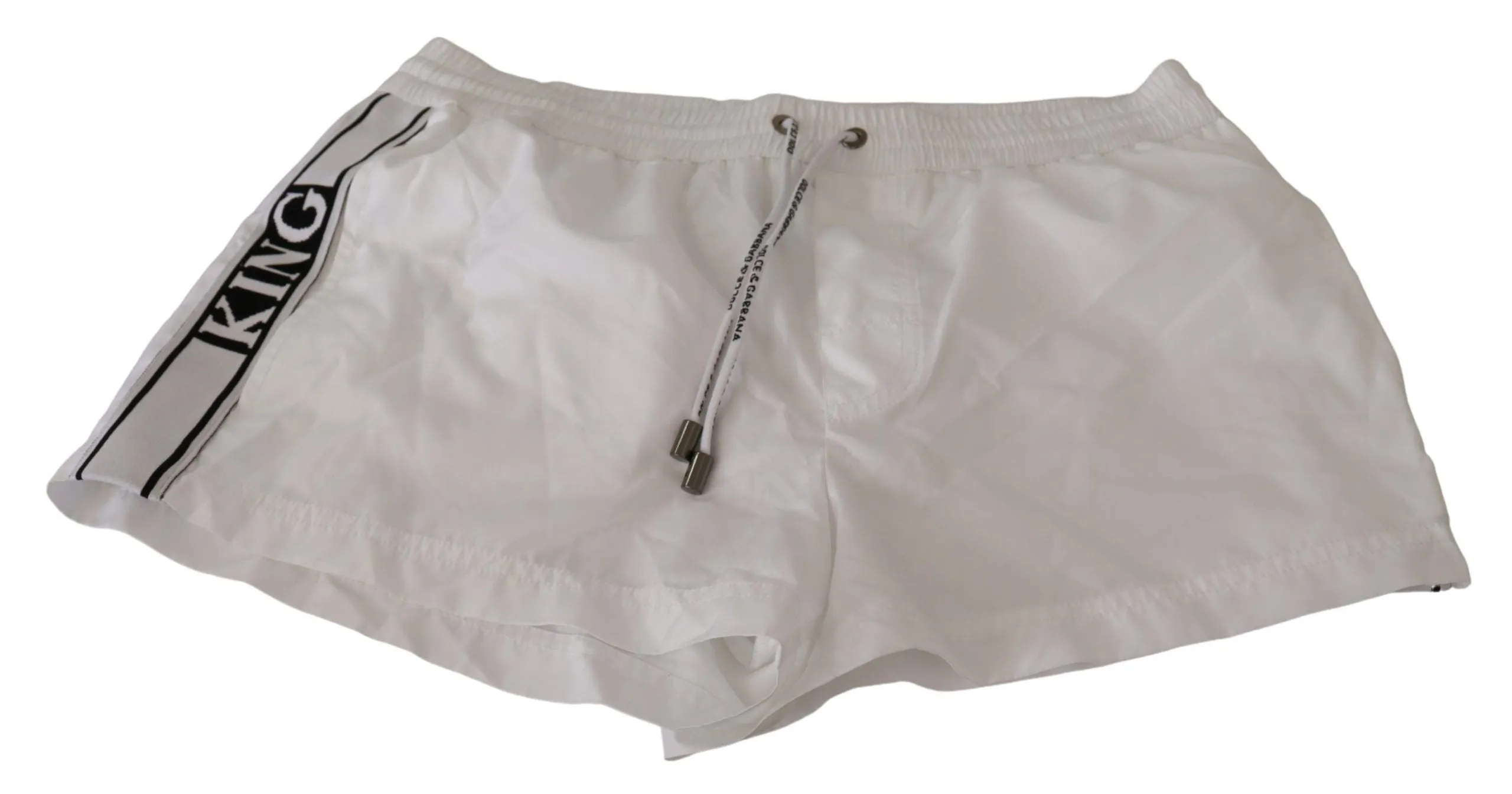 Elegant White KING Motive Swim Trunks sold by Louxly product image thumbnail 4