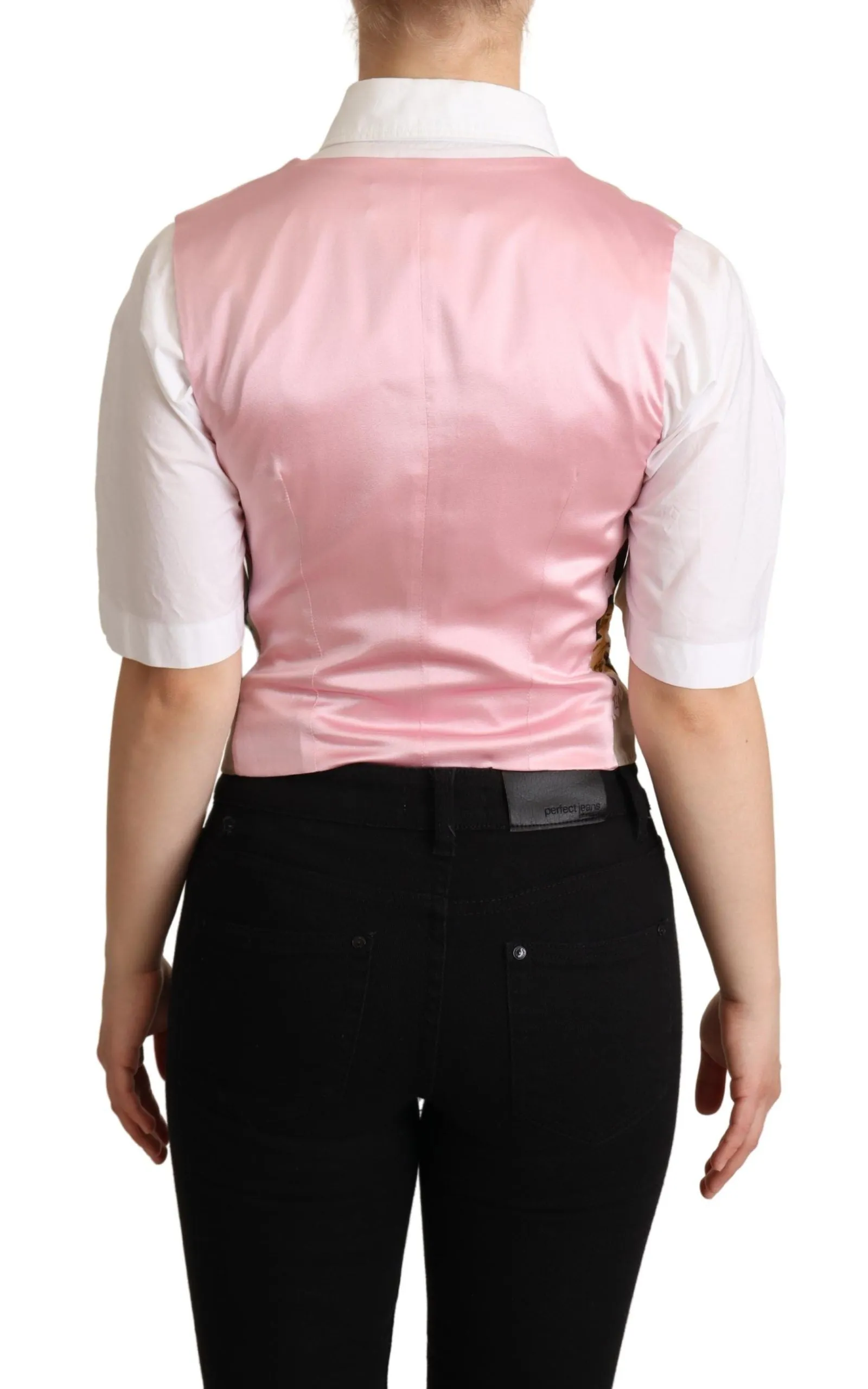 Elegant Floral Beige Sleeveless Vest sold by Louxly product image thumbnail 3