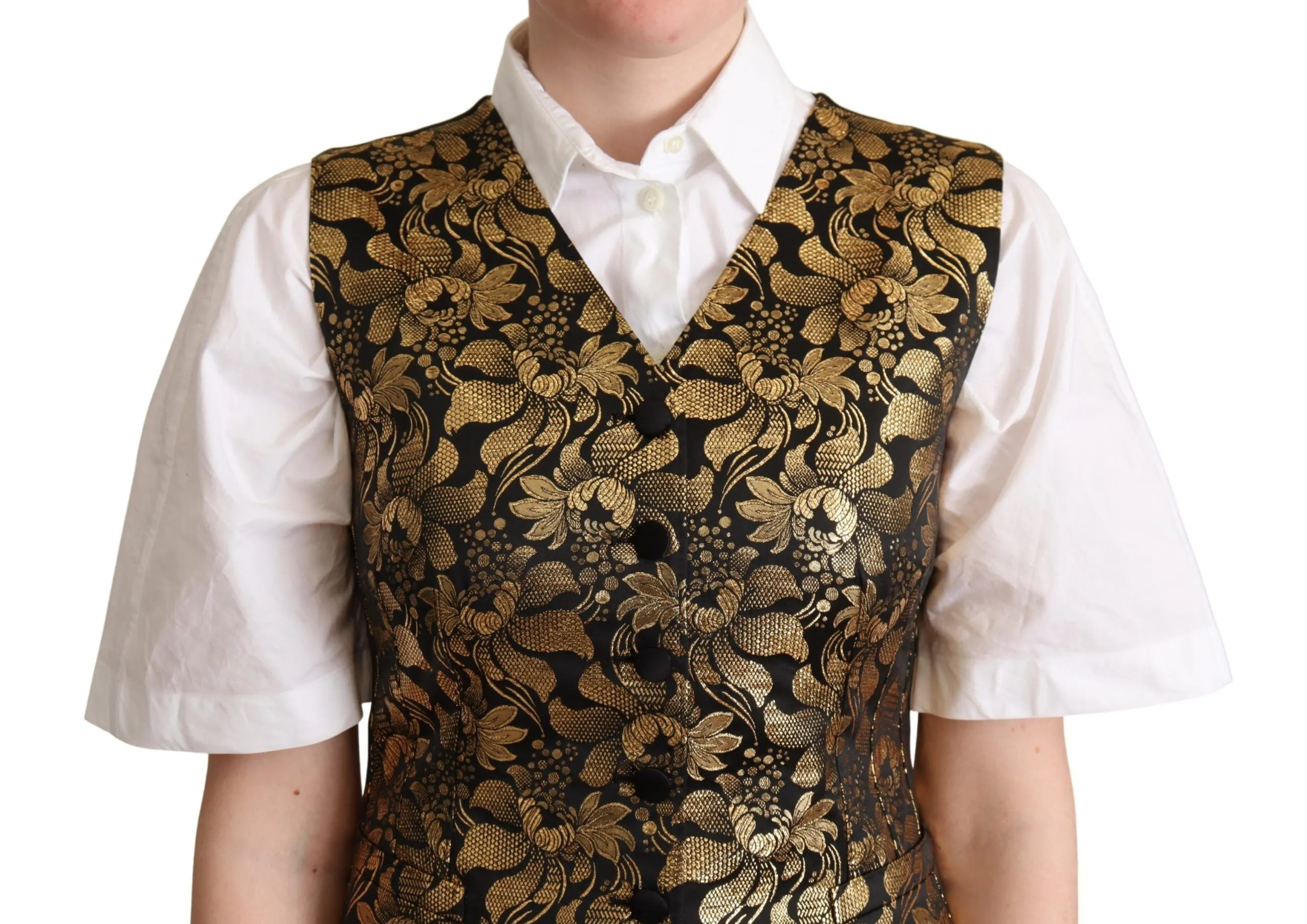 Elegant Black Jacquard Waistcoat sold by Louxly product image thumbnail 4