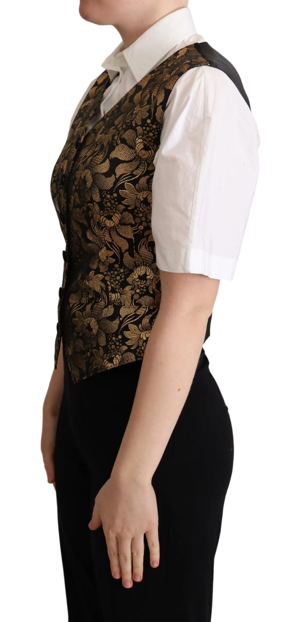 Elegant Black Jacquard Waistcoat sold by Louxly product image thumbnail 2