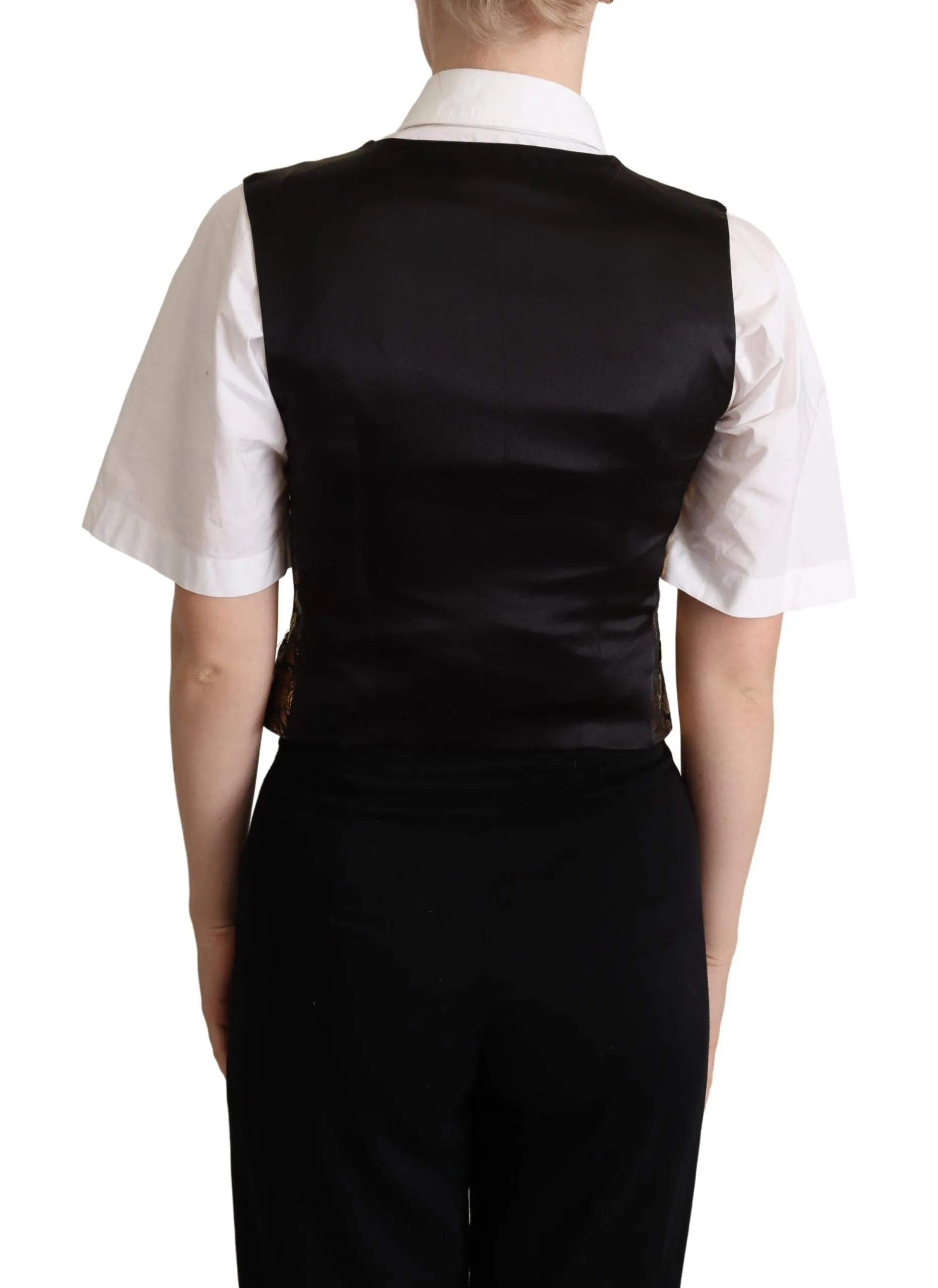 Elegant Black Jacquard Waistcoat sold by Louxly product image thumbnail 3