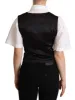 Elegant Silk Blend Black Waistcoat sold by Louxly