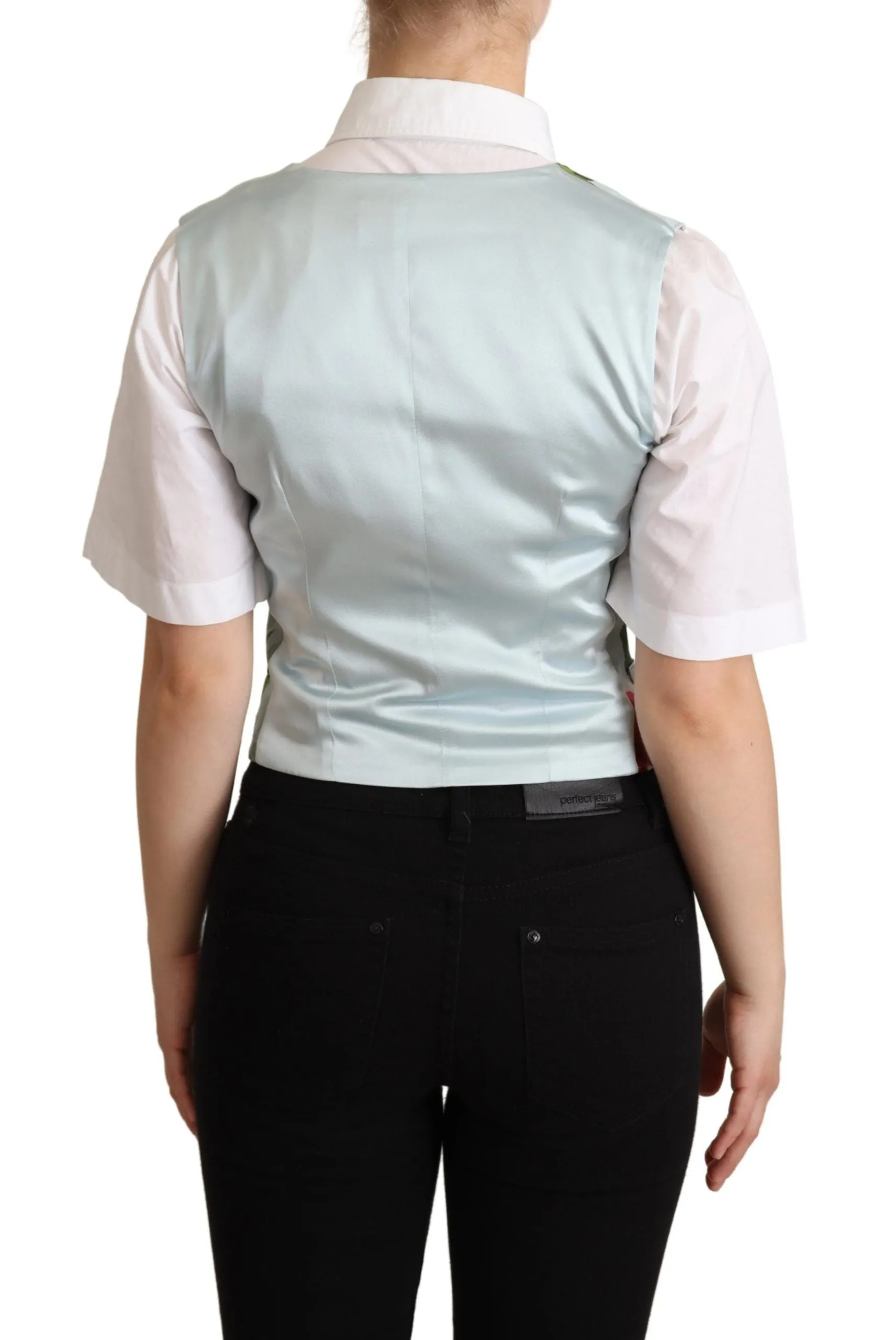 Elegant Floral Print Silk Waistcoat sold by Louxly product image thumbnail 3