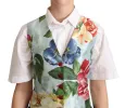 Elegant Floral Print Silk Waistcoat sold by Louxly