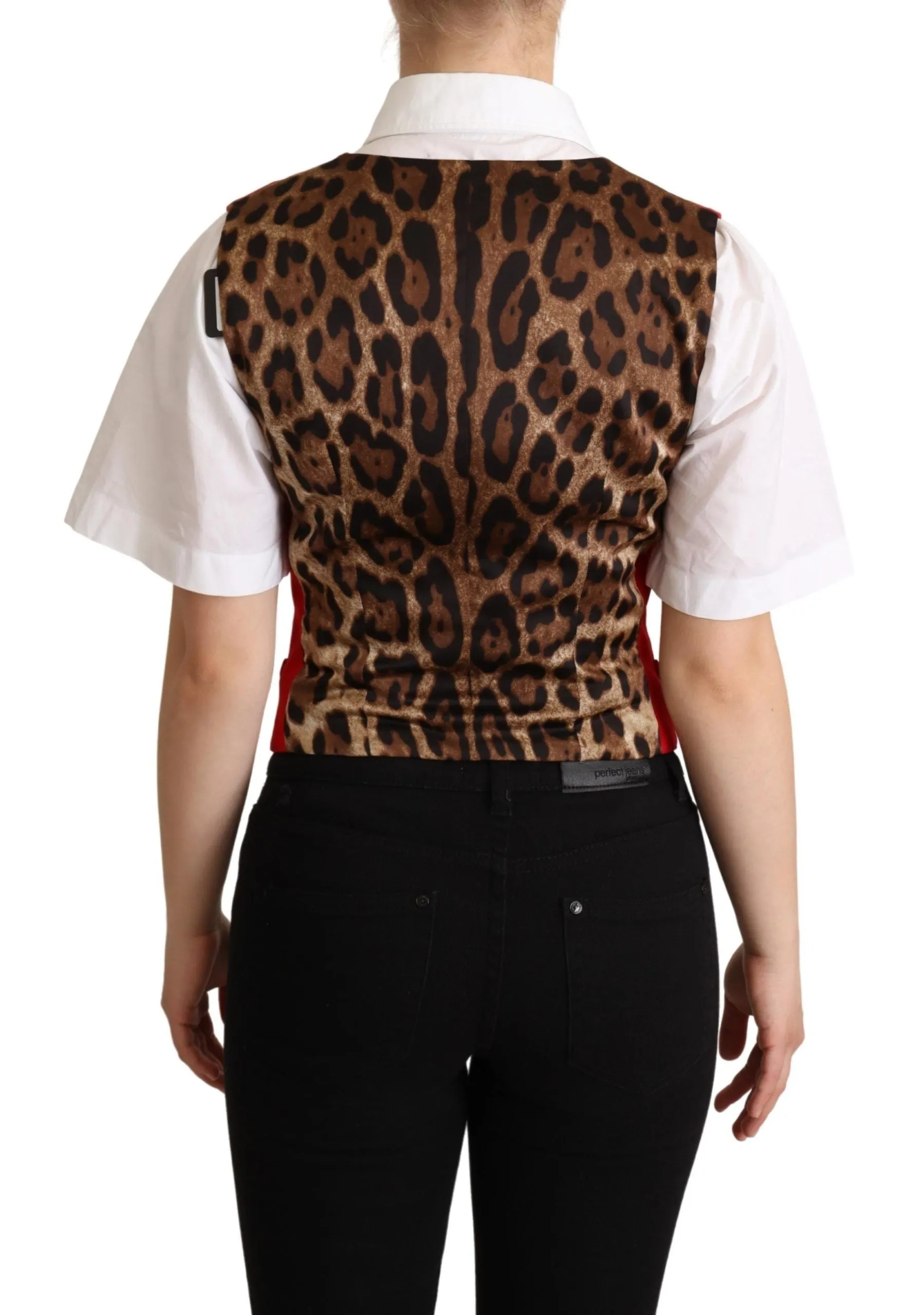 Elegant Red Leopard Print Sleeveless Vest sold by Louxly product image thumbnail 3