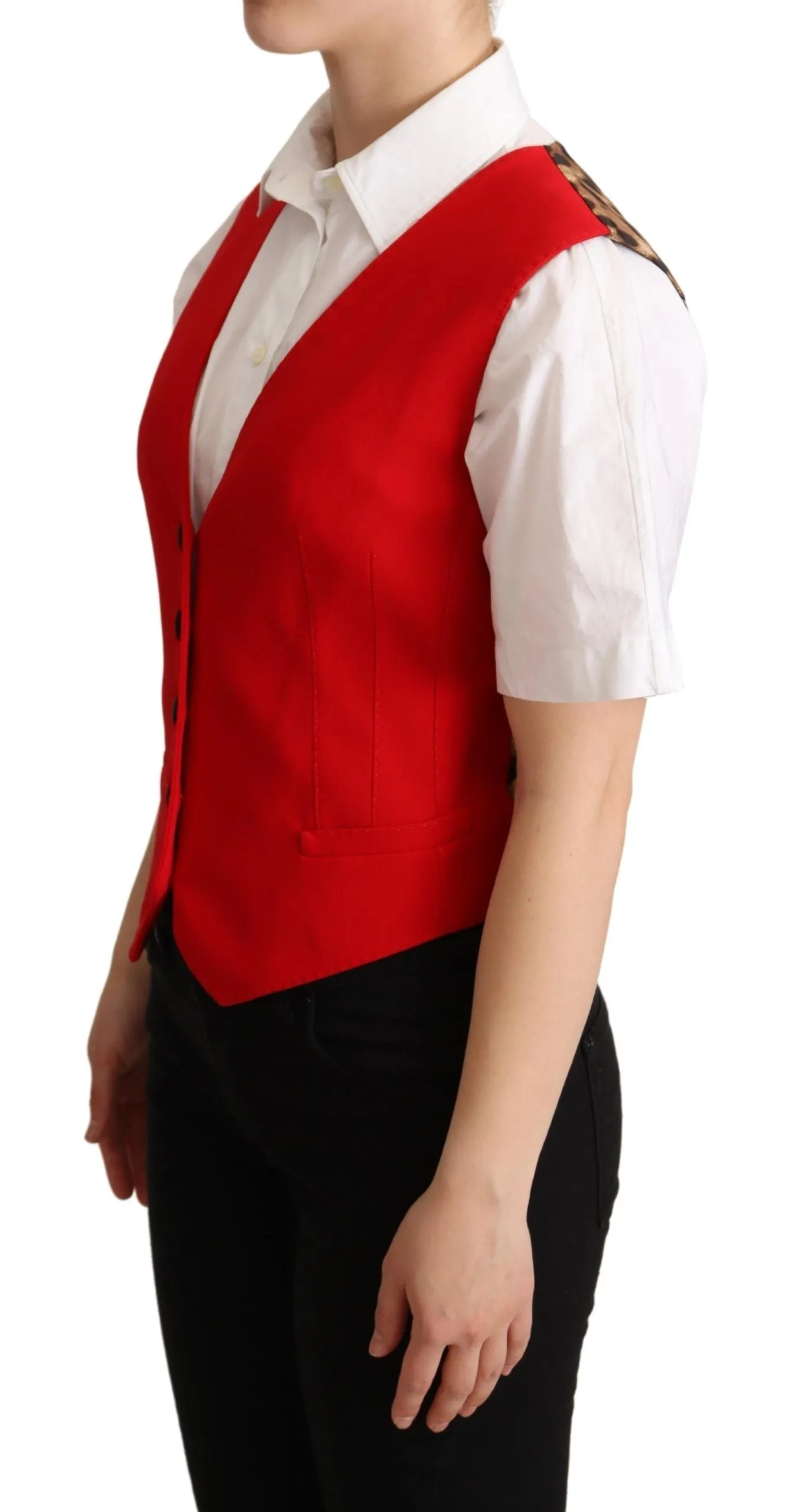 Elegant Red Leopard Print Sleeveless Vest sold by Louxly product image thumbnail 2