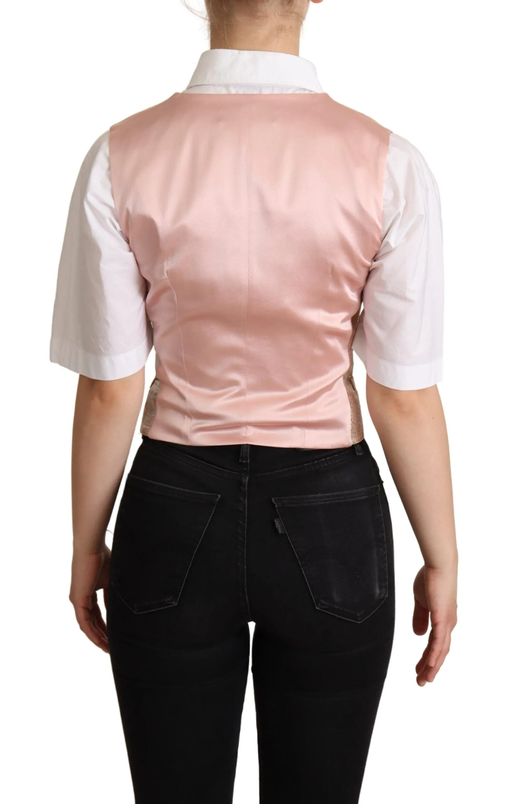 Elegant Pink Metallic Sheen Waistcoat sold by Louxly product image thumbnail 3