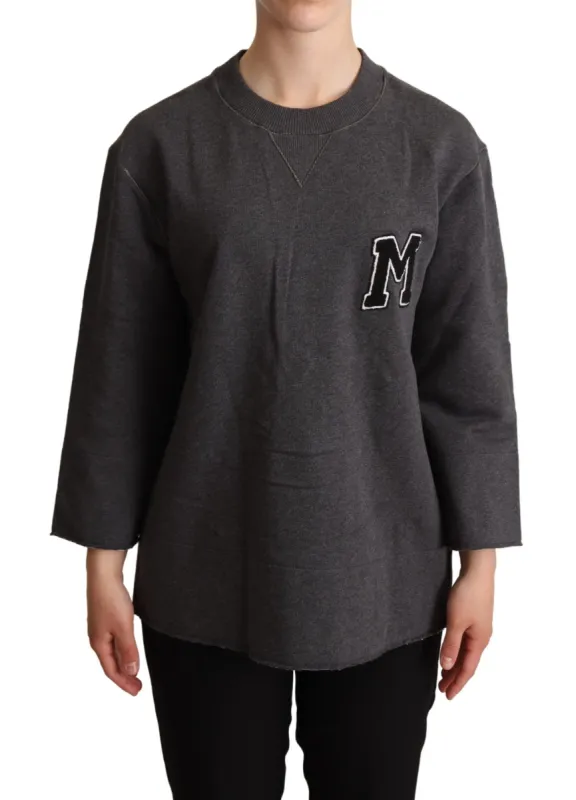 Chic Gray Embroidered Cotton Sweater sold by Louxly
