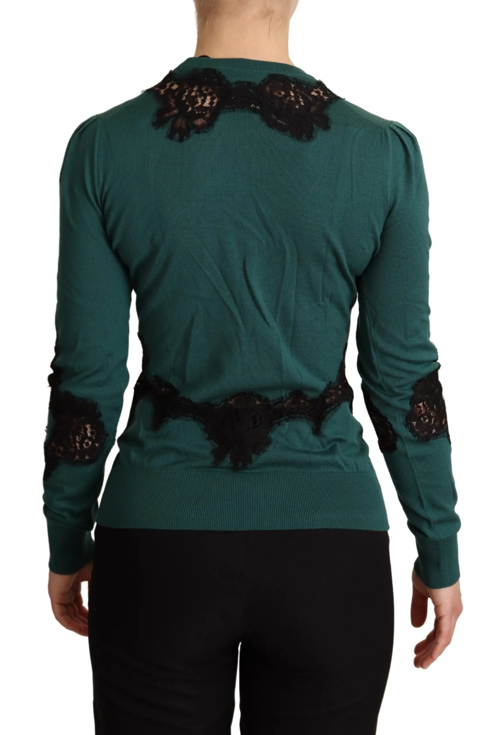 Elegant Green Pullover with Black Lace Detail sold by Louxly product image thumbnail 3