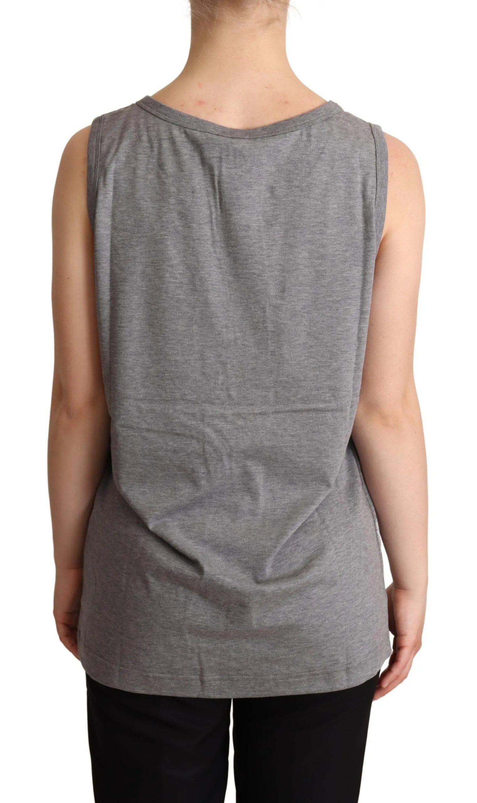 Elegant Gray Cotton Jersey Sleeveless Tank sold by Louxly product image thumbnail 3