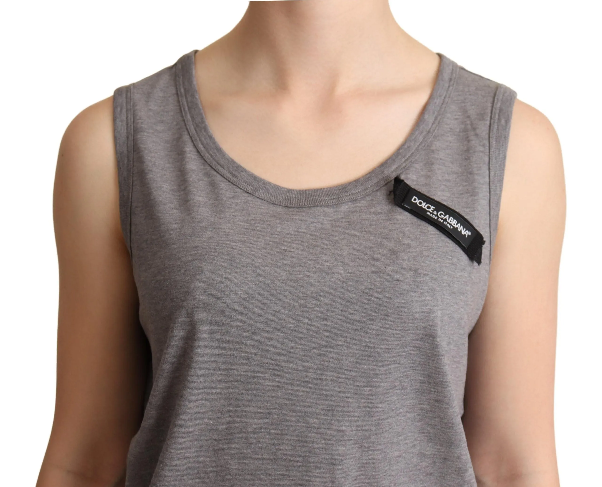 Elegant Gray Cotton Jersey Sleeveless Tank sold by Louxly product image thumbnail 4