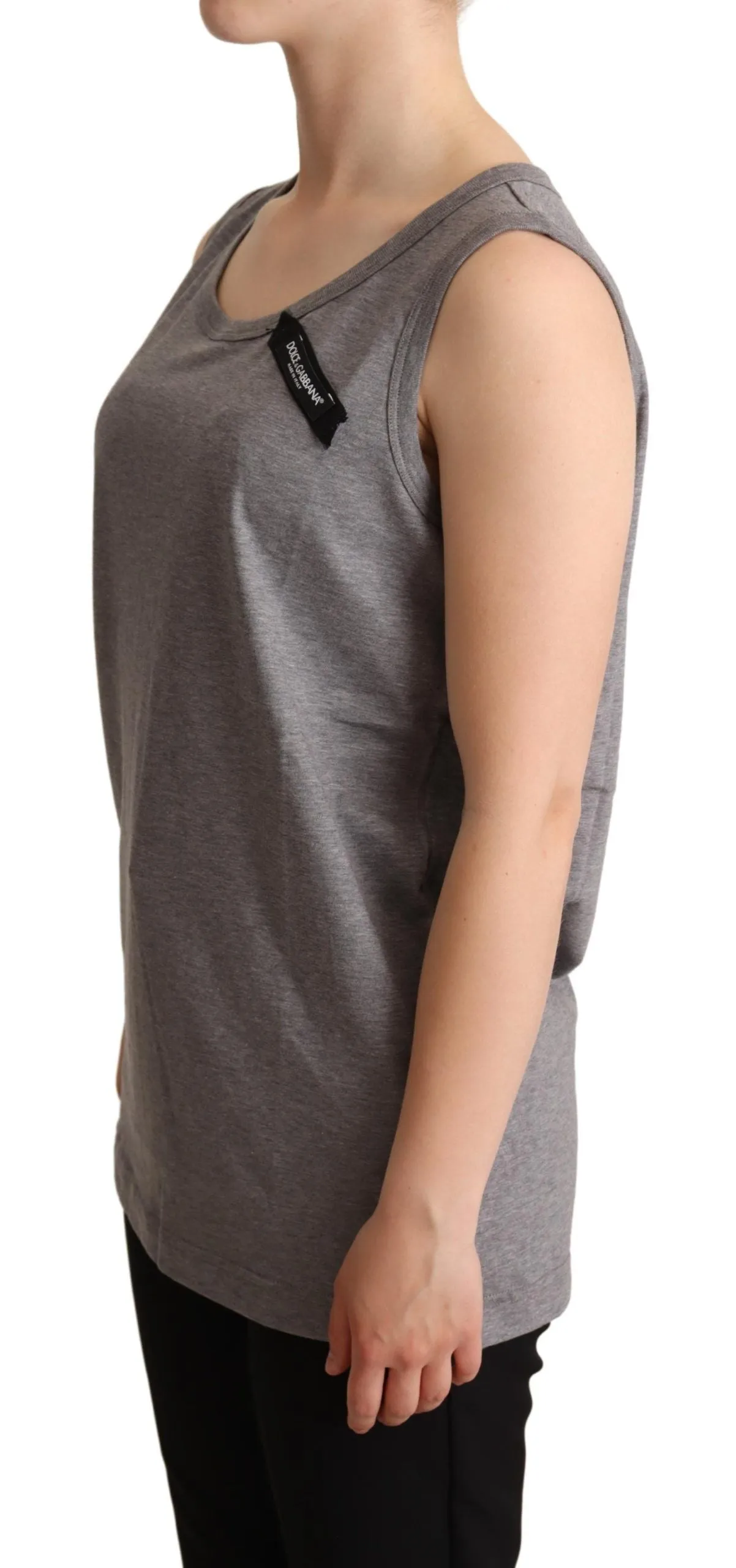 Elegant Gray Cotton Jersey Sleeveless Tank sold by Louxly product image thumbnail 2