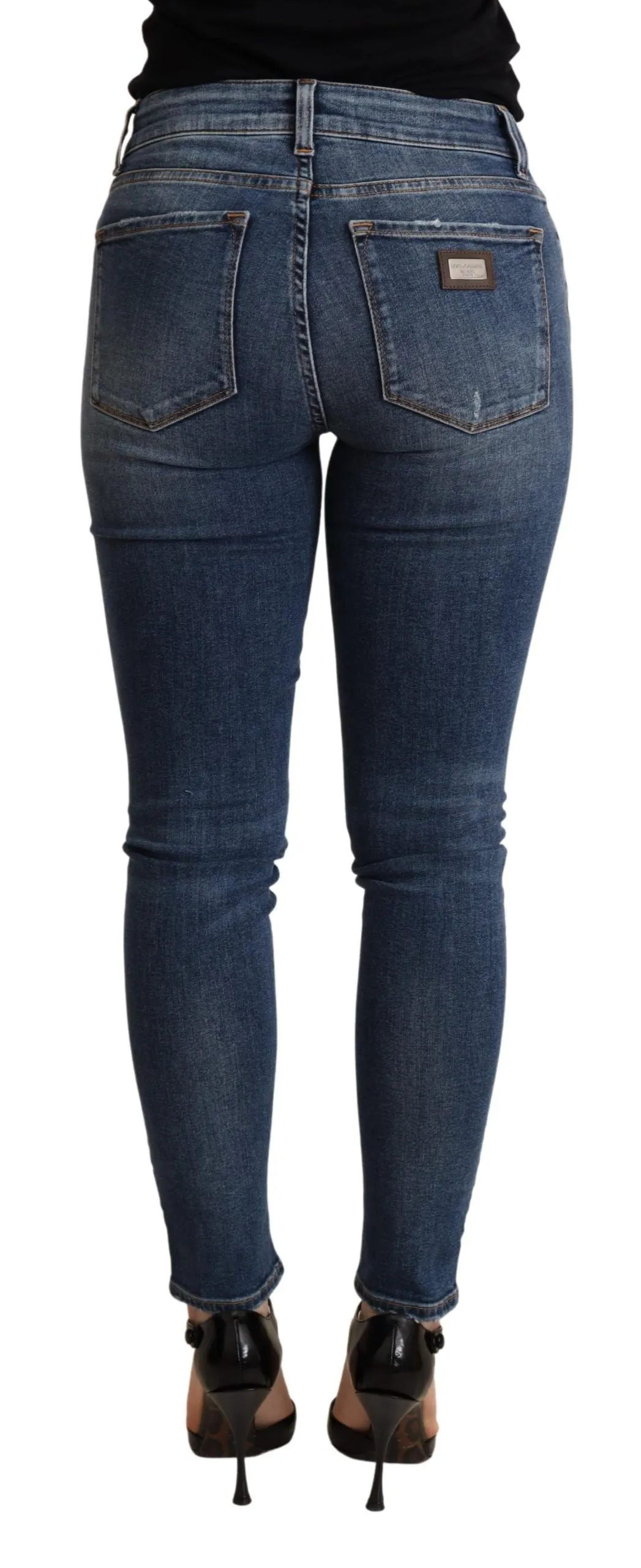 Elegant Mid Waist Skinny Blue Jeans sold by Louxly product image thumbnail 3