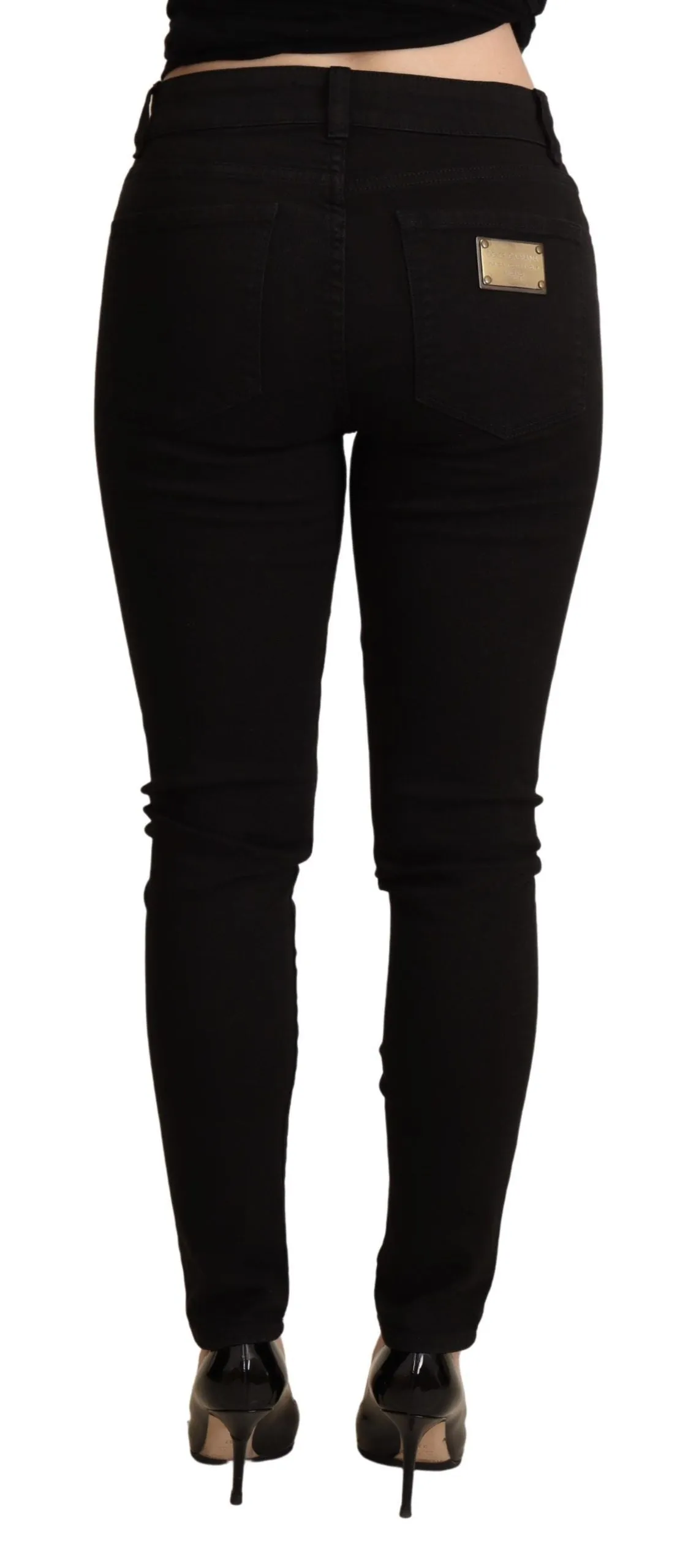 Elegant Black Mid-Waist Skinny Jeans sold by Louxly product image thumbnail 3