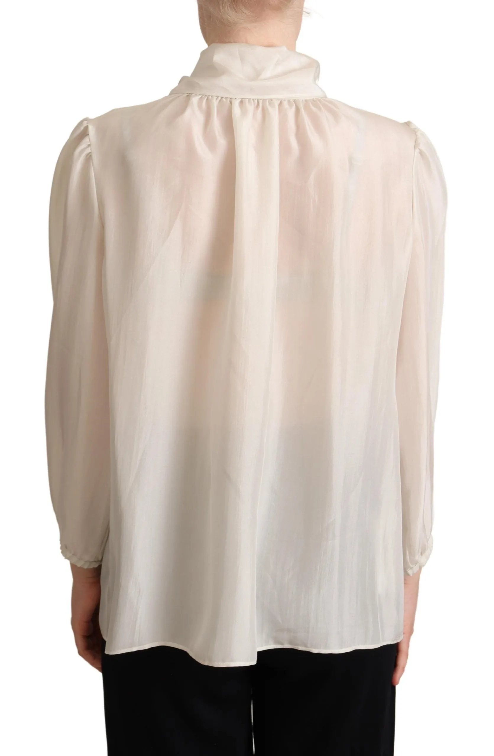 Elegant Light Gray Silk Ascot Blouse sold by Louxly product image thumbnail 3