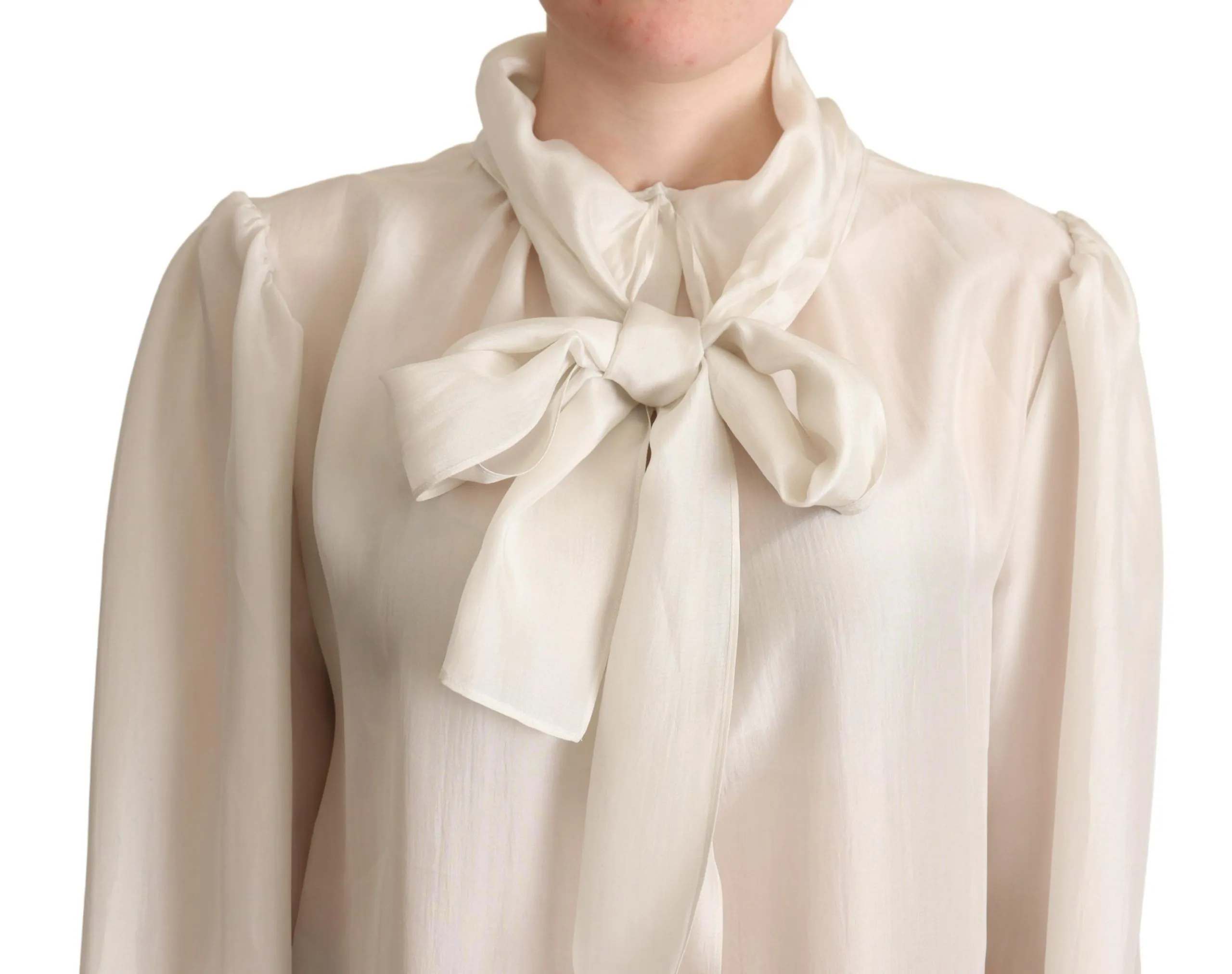 Elegant Light Gray Silk Ascot Blouse sold by Louxly product image thumbnail 4
