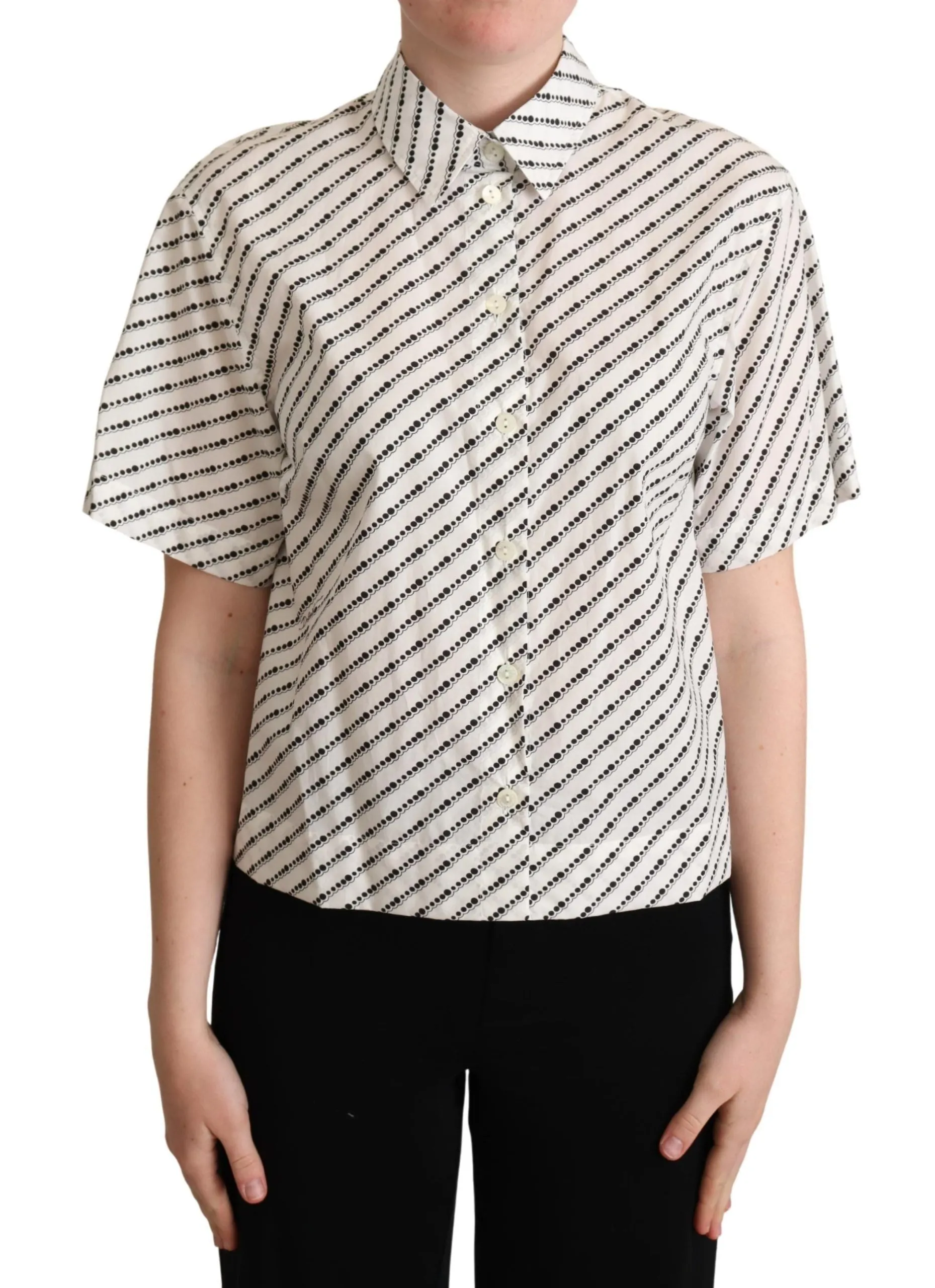 Elegant Dotted Cotton Polo Top sold by Louxly