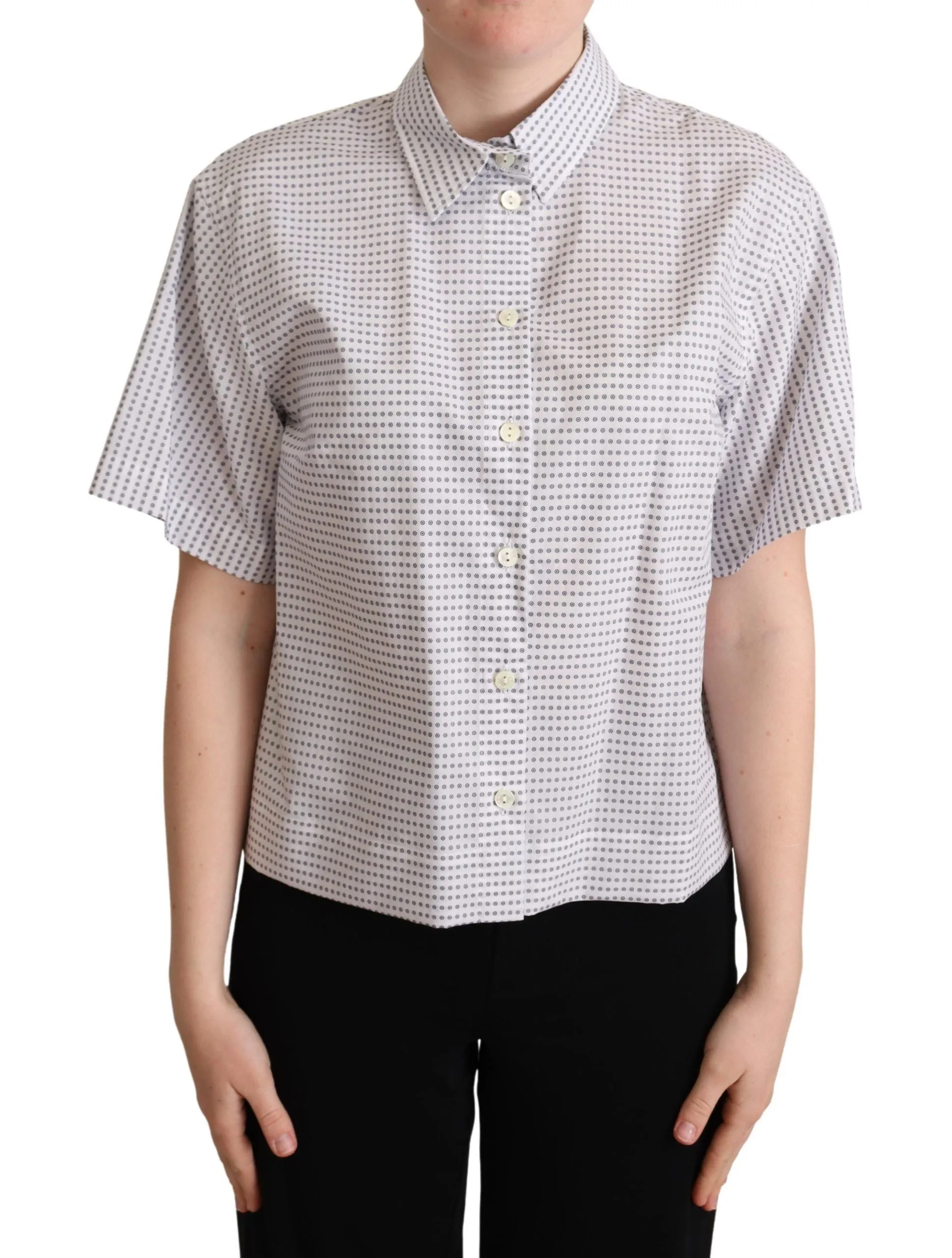 Elegant Polka Dots Collared Polo Top sold by Louxly