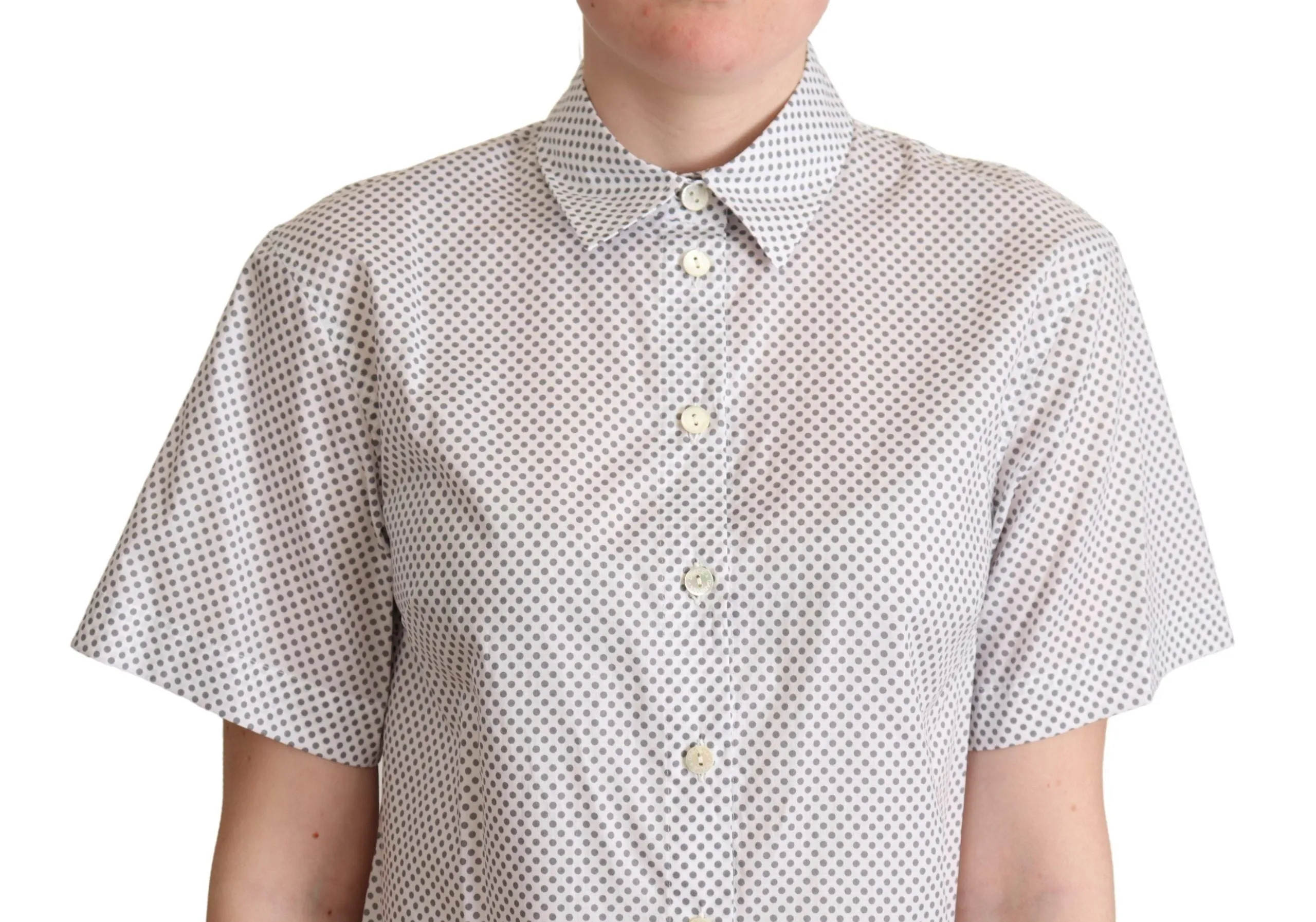 Chic Gray Polka Dot Short Sleeve Polo sold by Louxly product image thumbnail 4