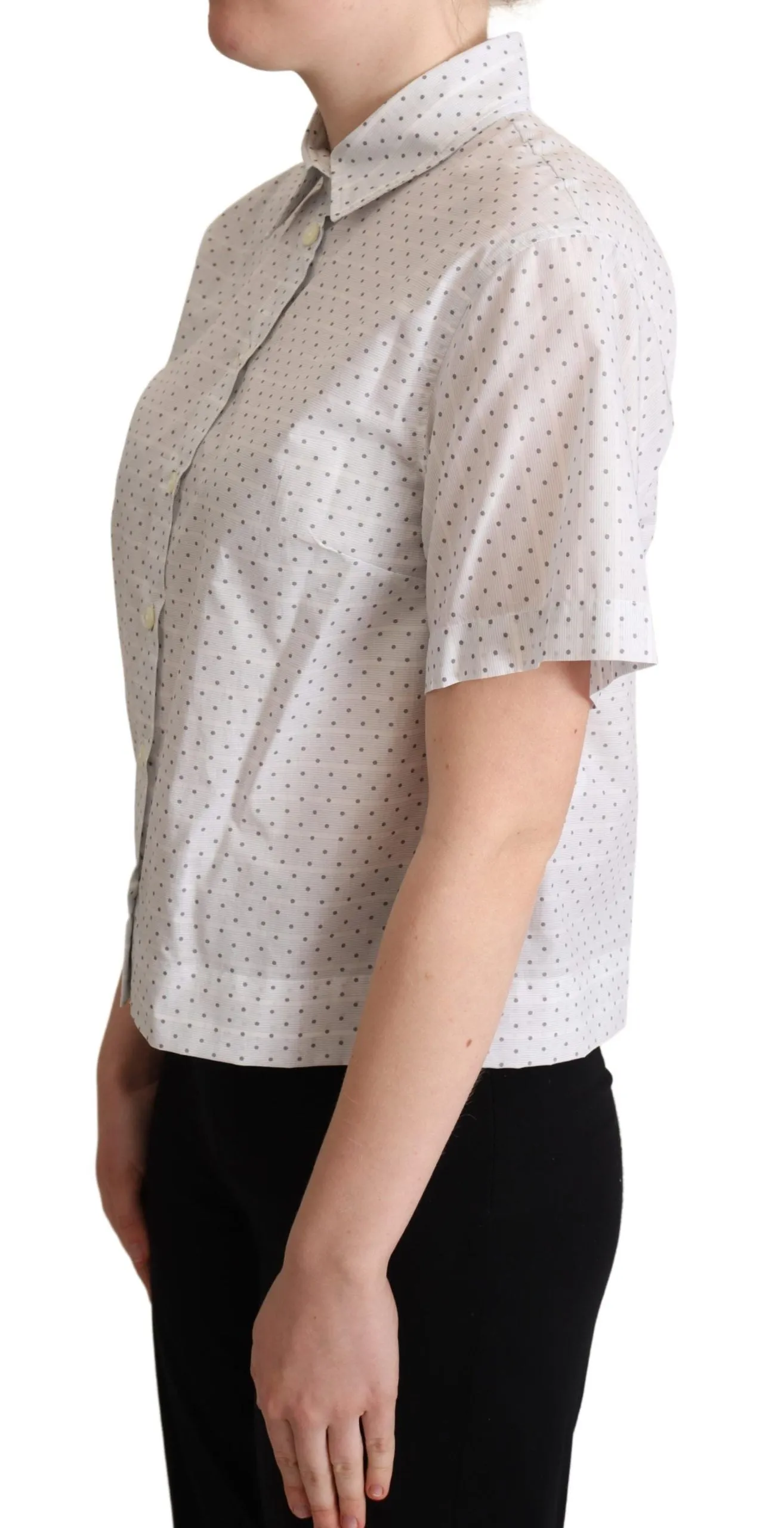 Elegant Polka Dot Cotton Polo Top sold by Louxly product image thumbnail 2