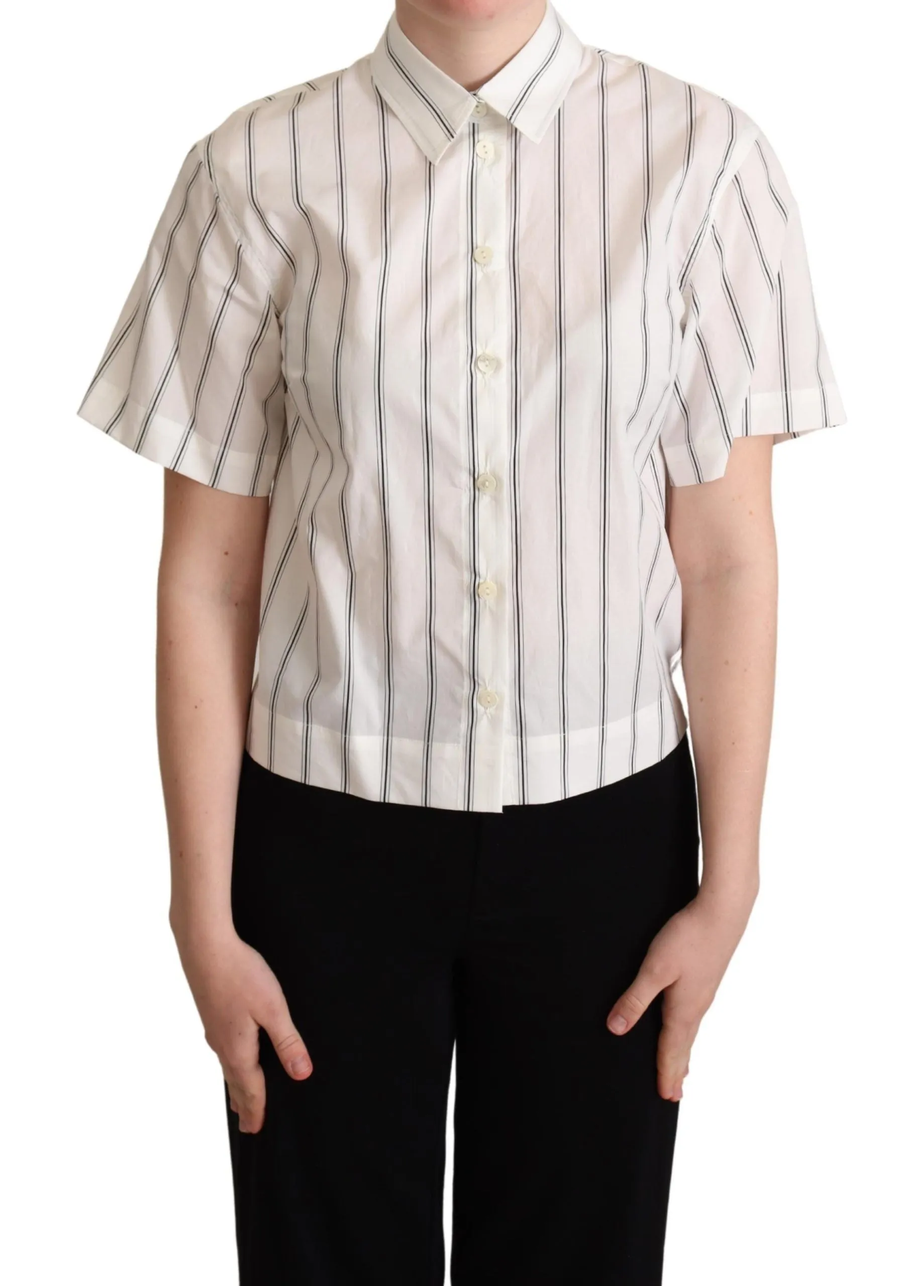 Elegant Striped Cotton Polo Top sold by Louxly
