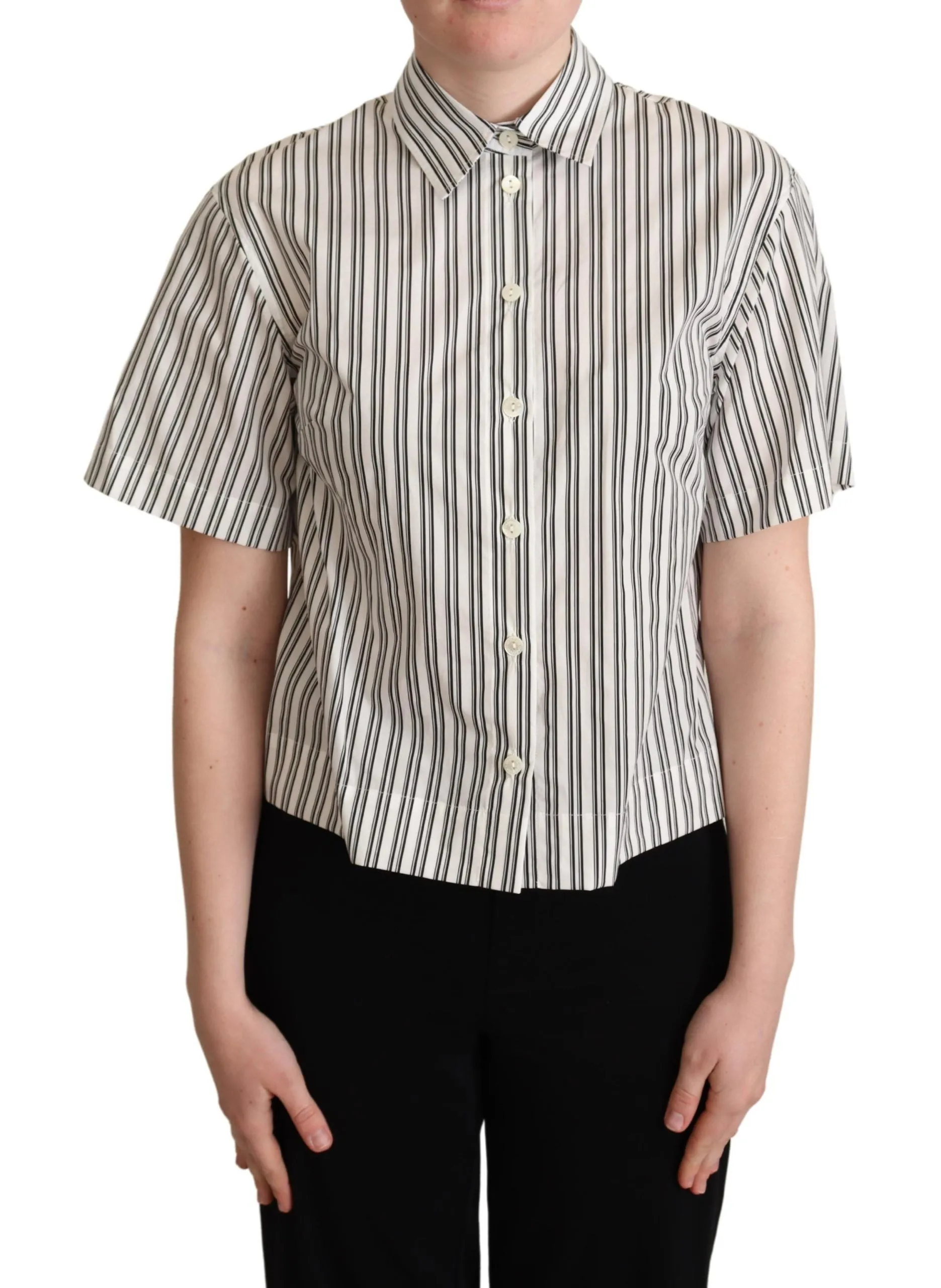 Elegant Striped Cotton Polo Top sold by Louxly