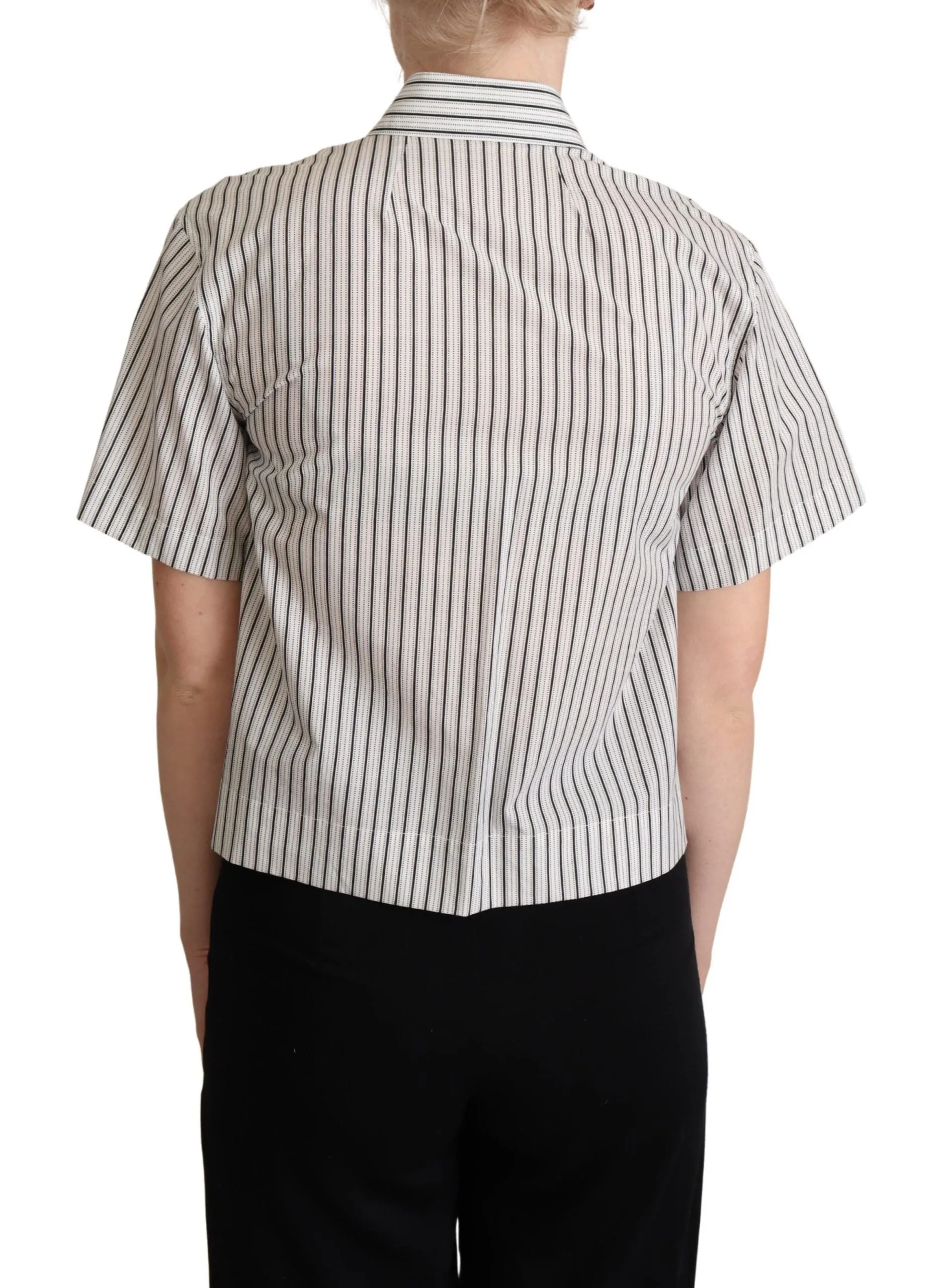 Chic Monochrome Striped Polo Shirt sold by Louxly product image thumbnail 3