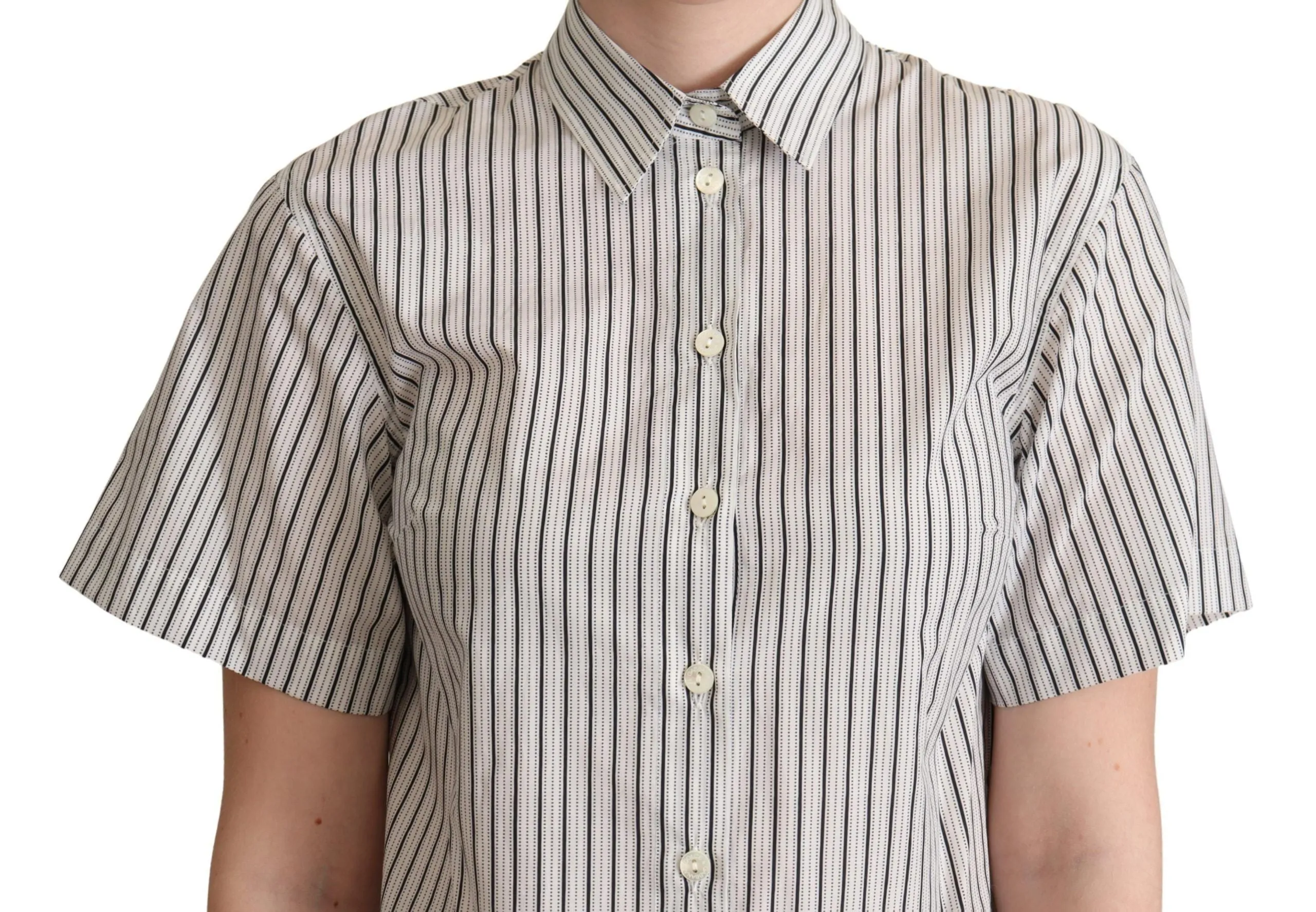 Chic Monochrome Striped Polo Shirt sold by Louxly product image thumbnail 4