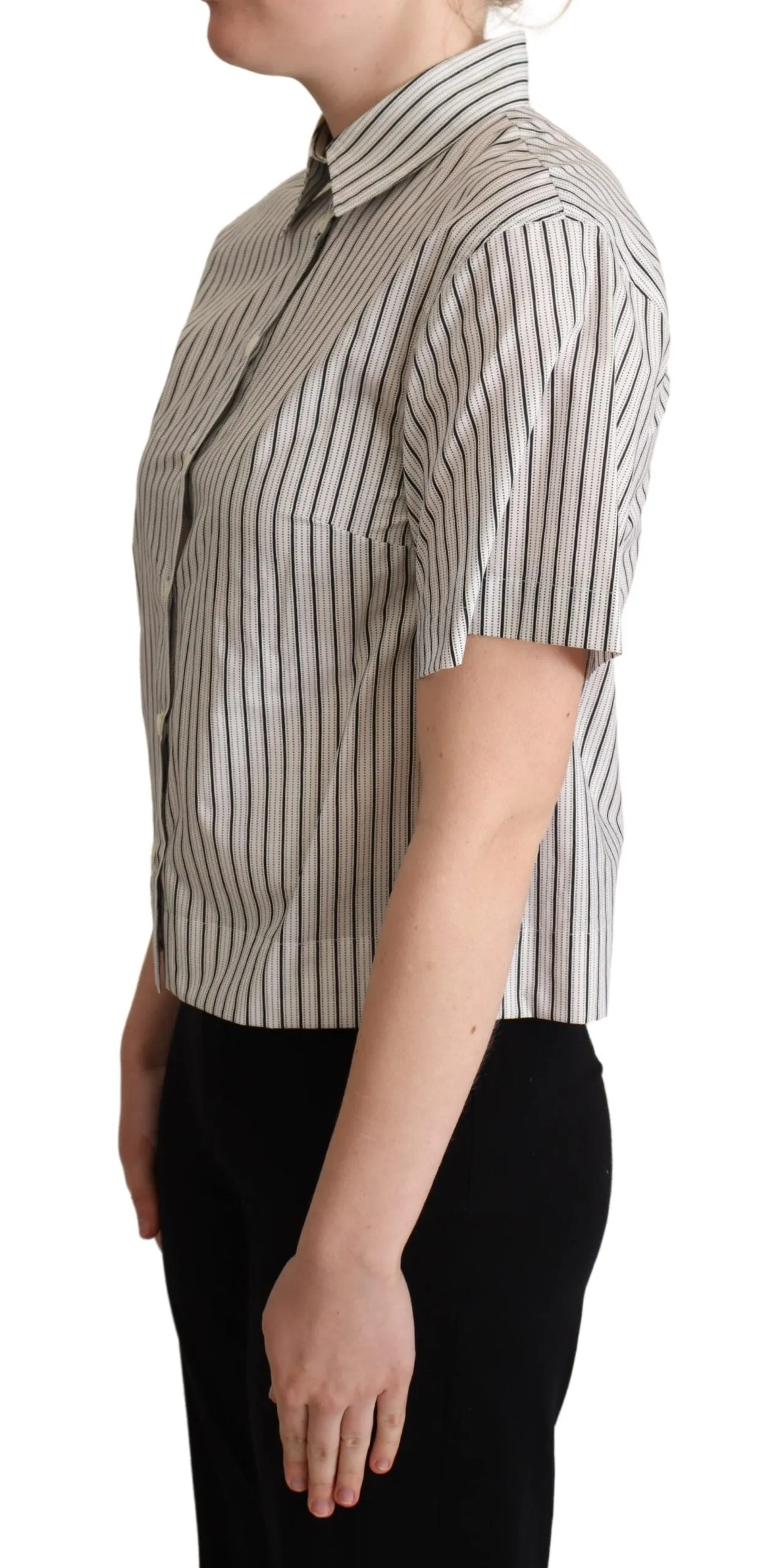 Chic Monochrome Striped Polo Shirt sold by Louxly product image thumbnail 2