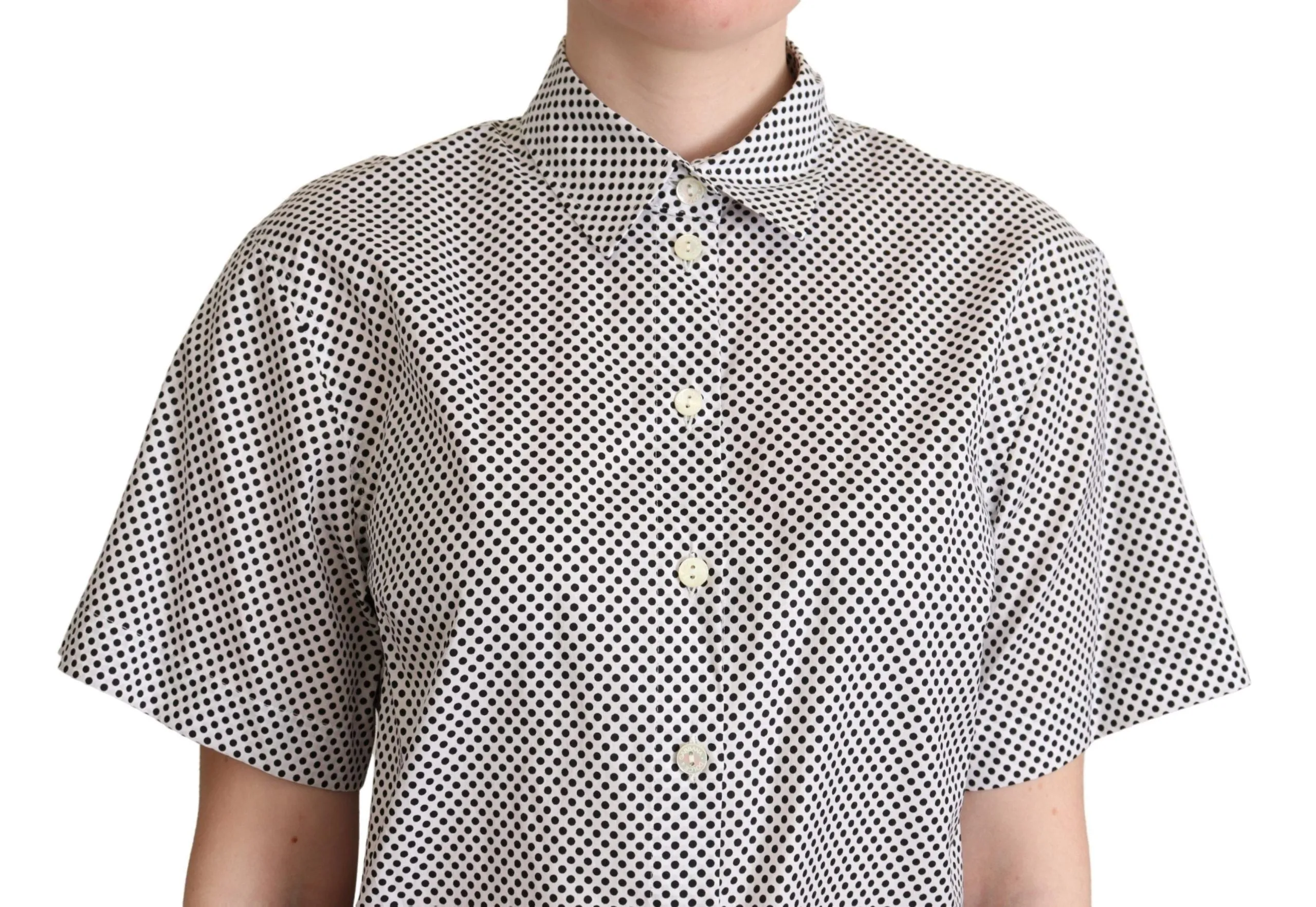 Elegant Polka Dot Cotton Polo Top sold by Louxly product image thumbnail 4