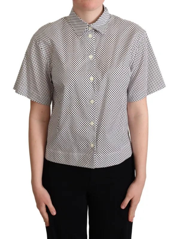 Elegant Polka Dot Cotton Polo Top sold by Louxly