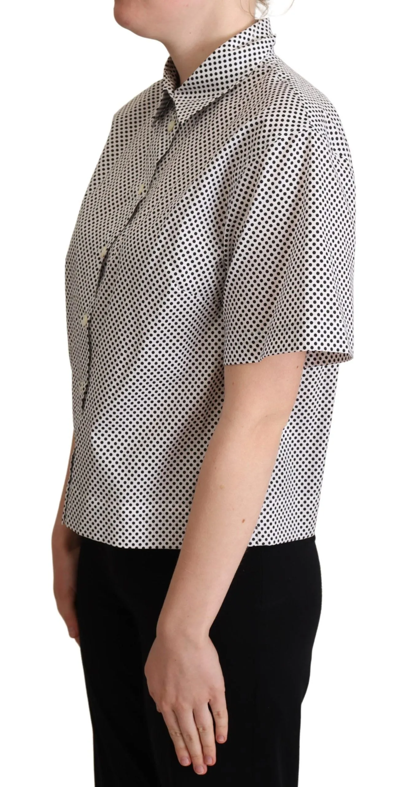 Elegant Polka Dot Cotton Polo Top sold by Louxly product image thumbnail 2
