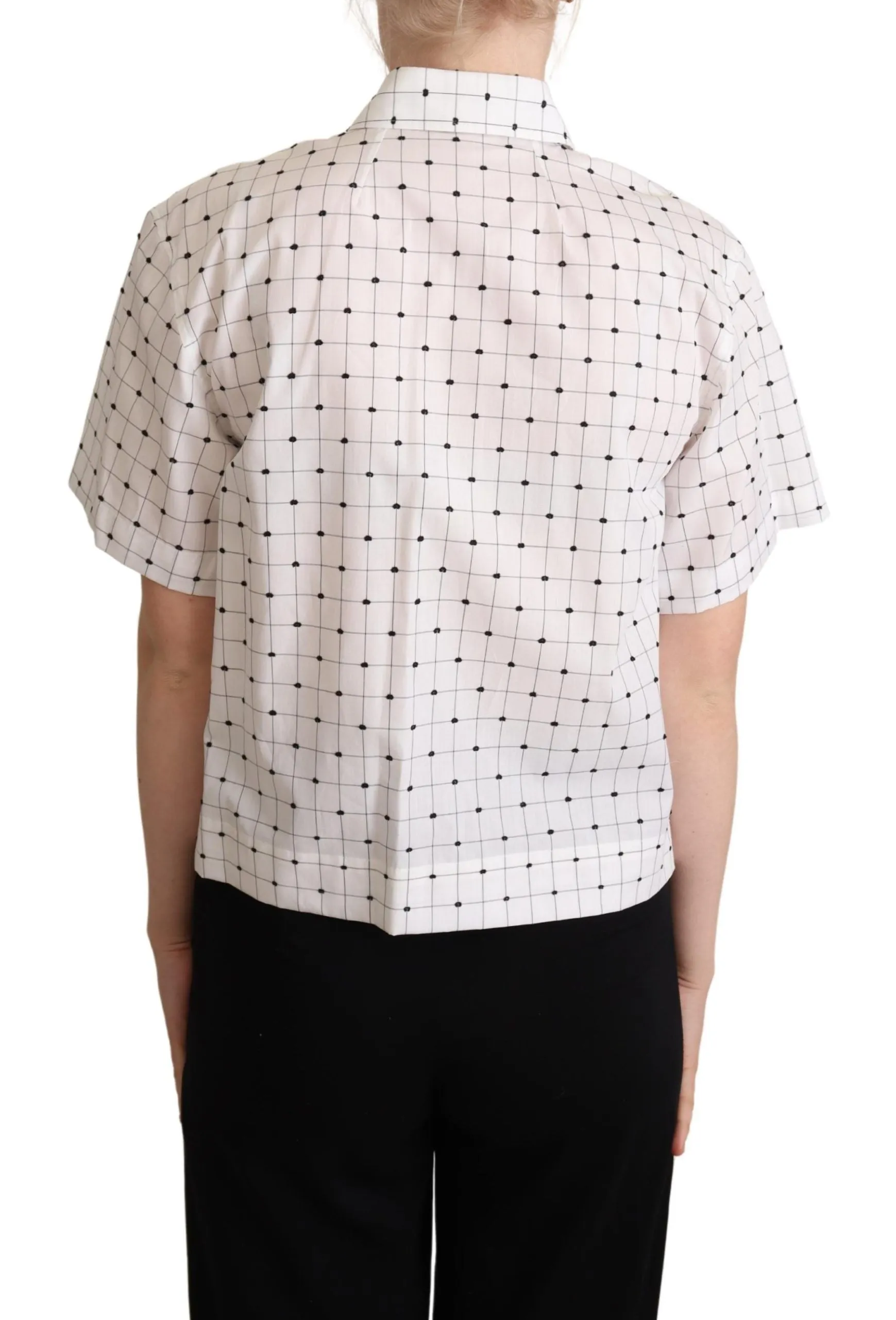 Chic Monochrome Polka Dot Polo Top sold by Louxly product image thumbnail 3