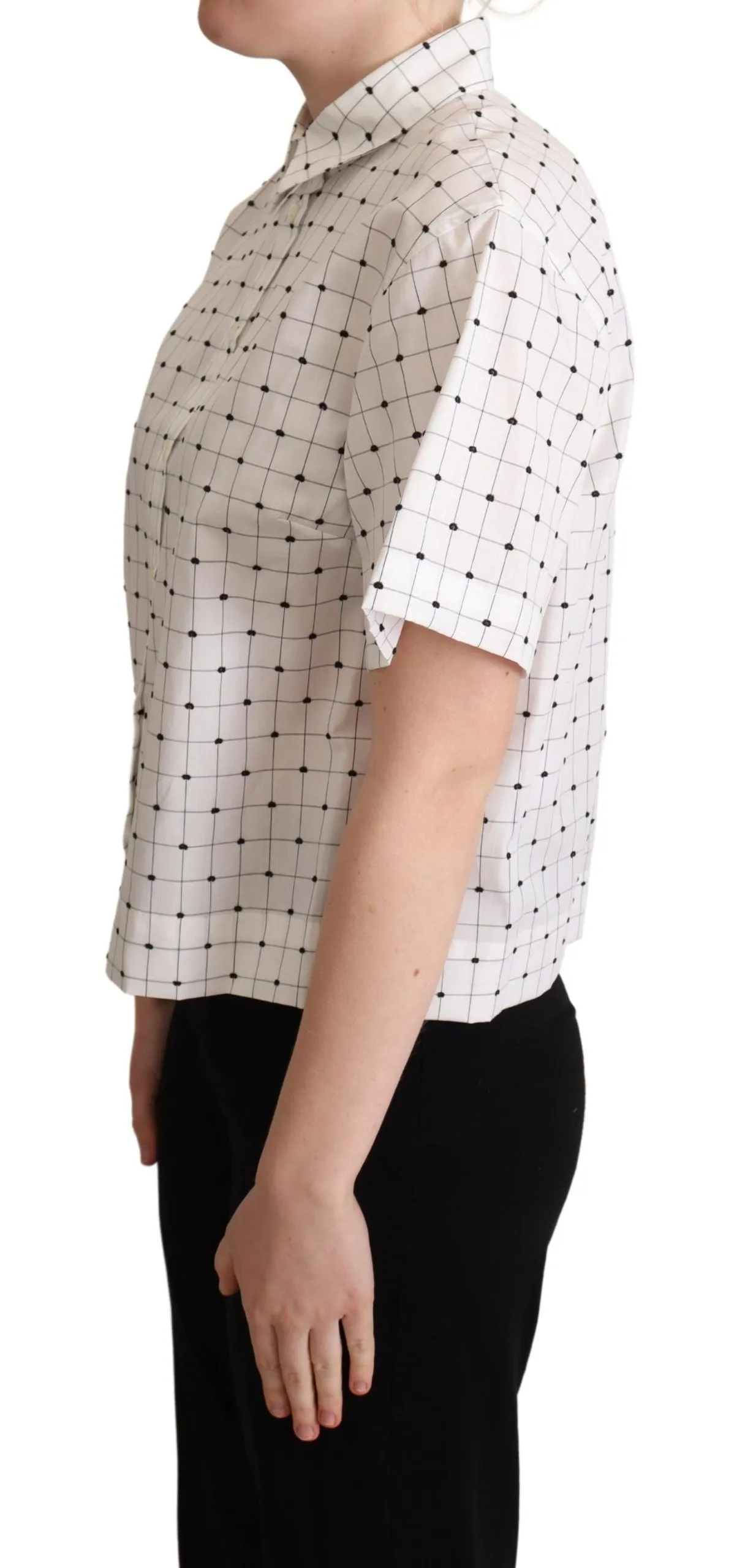 Chic Monochrome Polka Dot Polo Top sold by Louxly product image thumbnail 2
