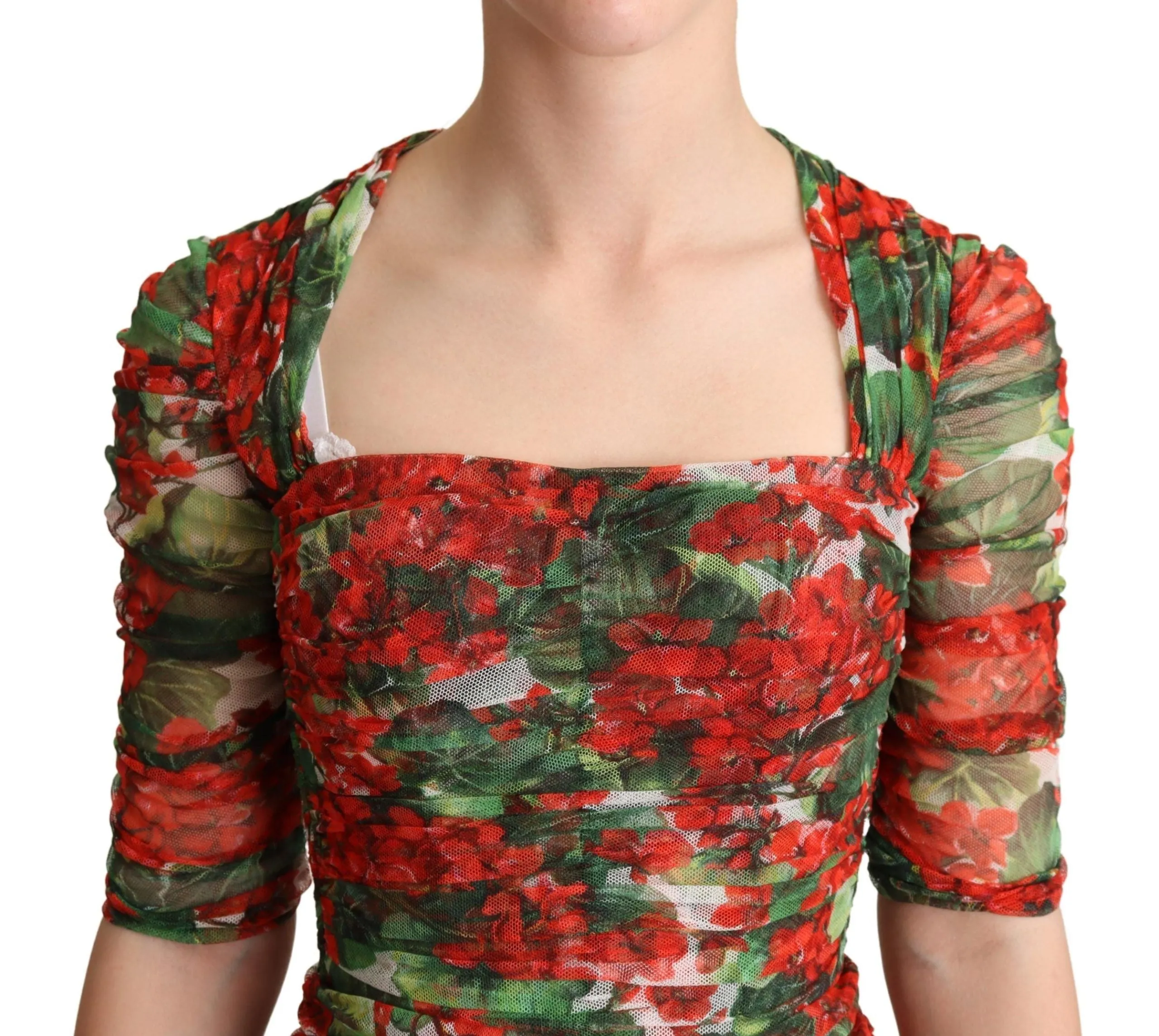 Elegant Red Floral Midi Sheath Dress sold by Louxly product image thumbnail 4