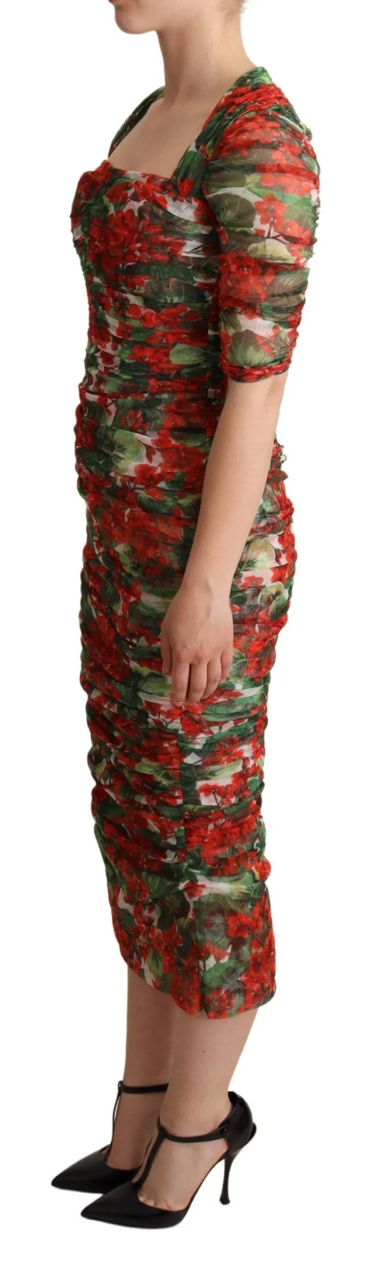 Elegant Red Floral Midi Sheath Dress sold by Louxly product image thumbnail 2